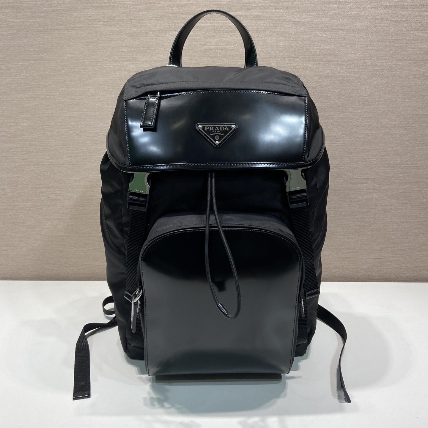 Prada Re-Nylon And Brushed Leather Backpack - DesignerGu