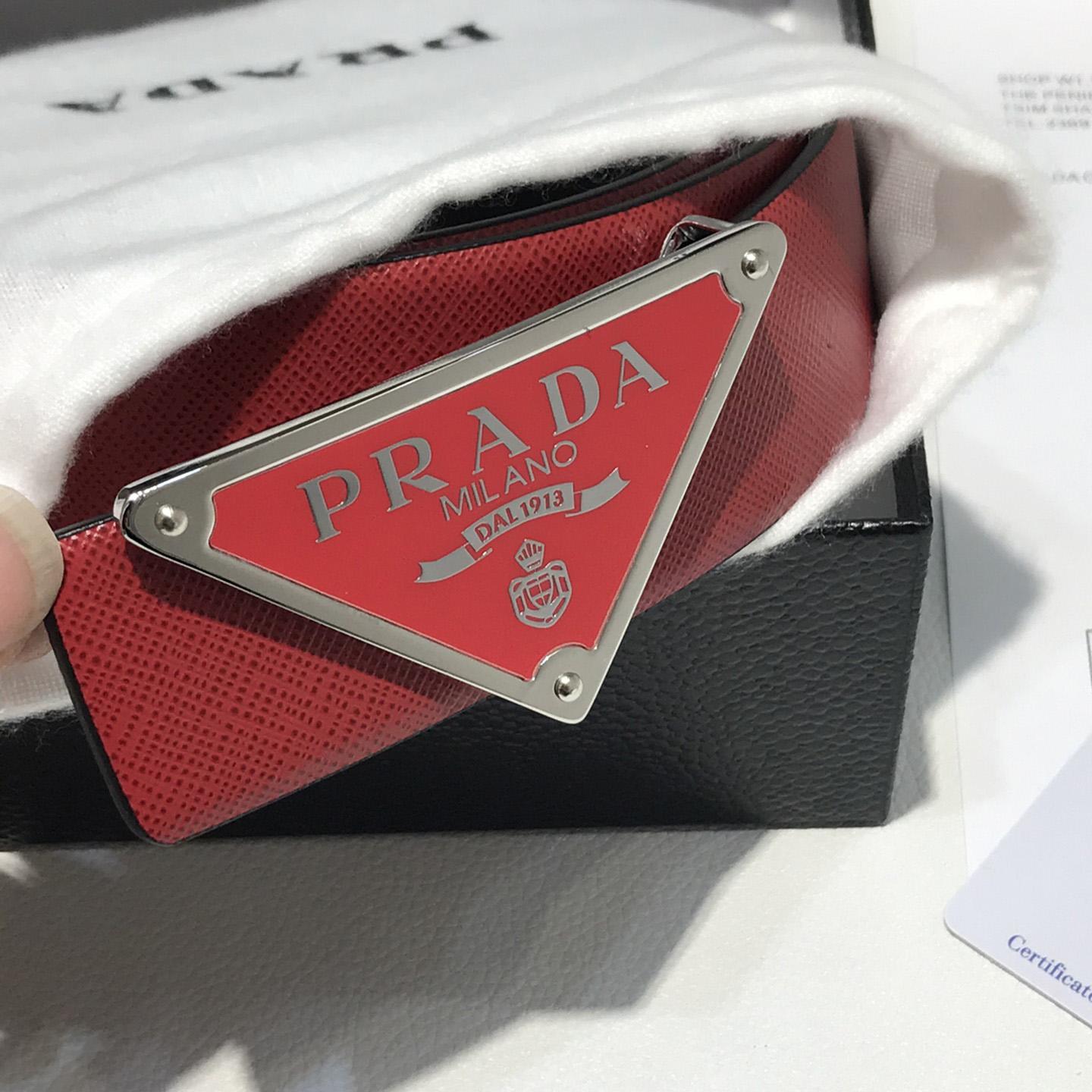 Prada Reversible Saffiano Leather Belt Strap - DesignerGu