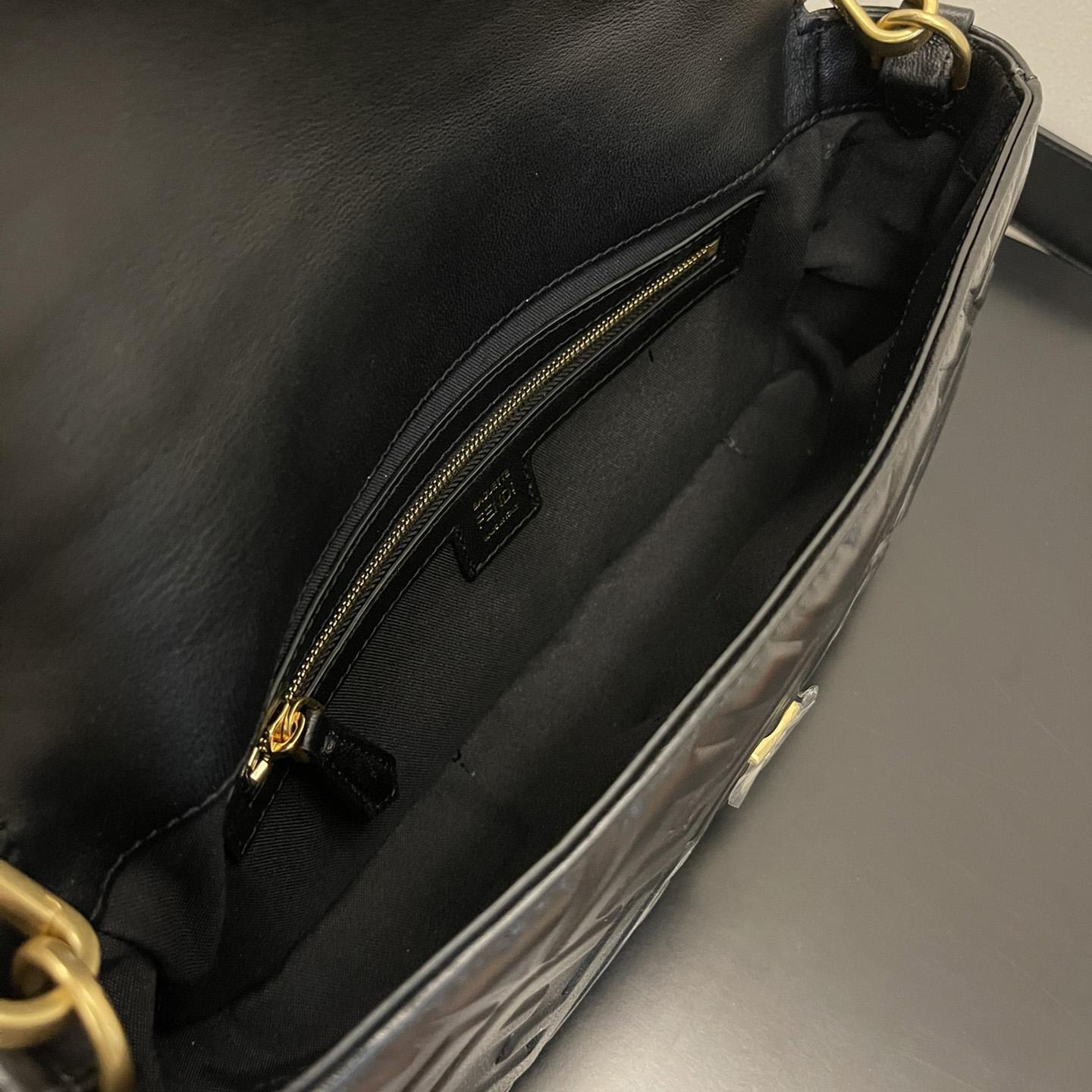 Fendi Baguette Black Leather Bag - DesignerGu