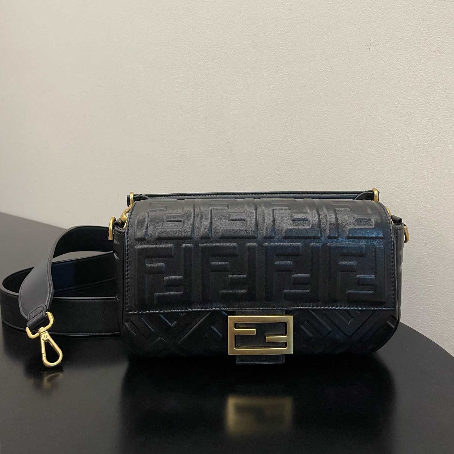 Fendi Baguette Black Leather Bag - DesignerGu