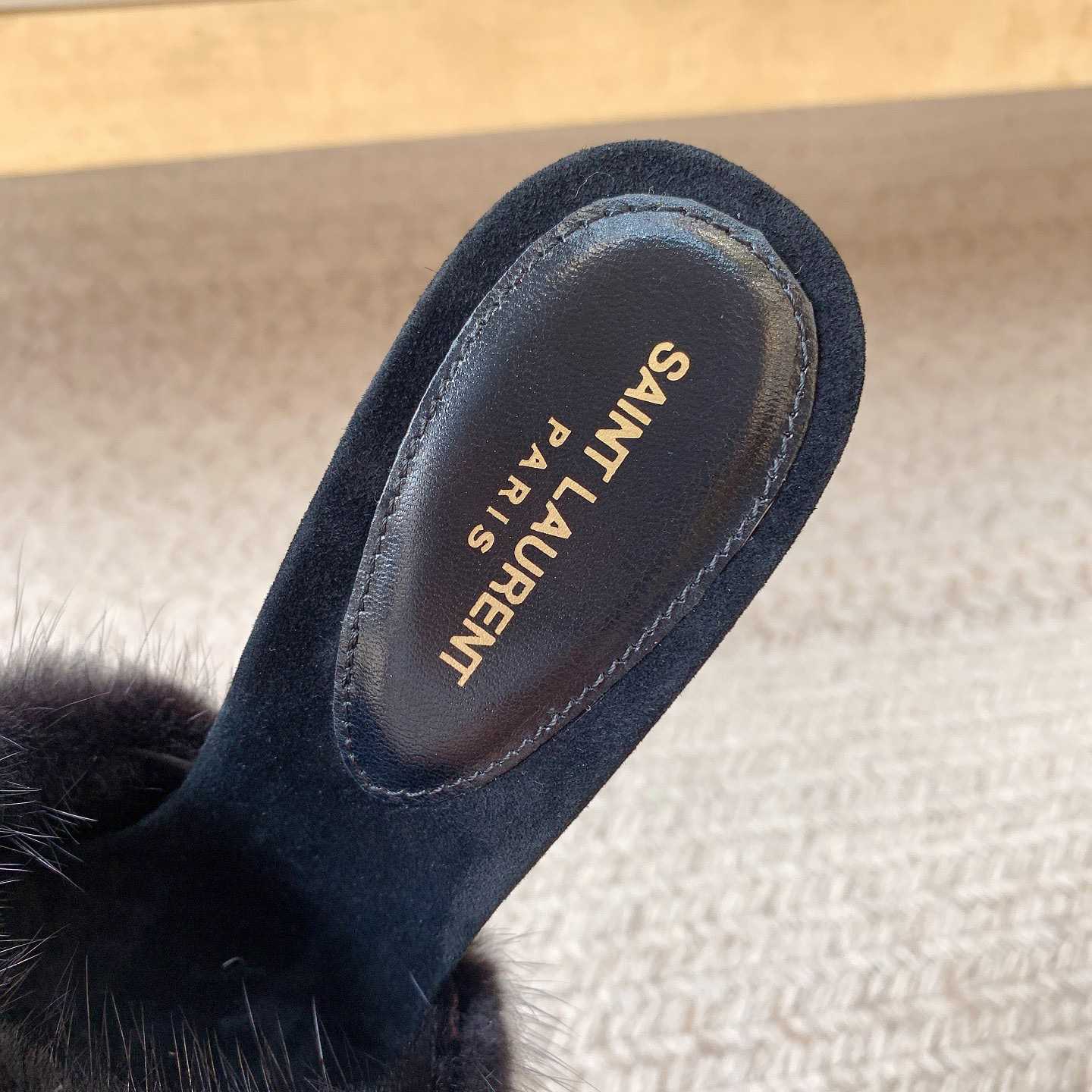 Saint Laurent LA 16 Mules In Animal-Free Fur And Suede  - DesignerGu