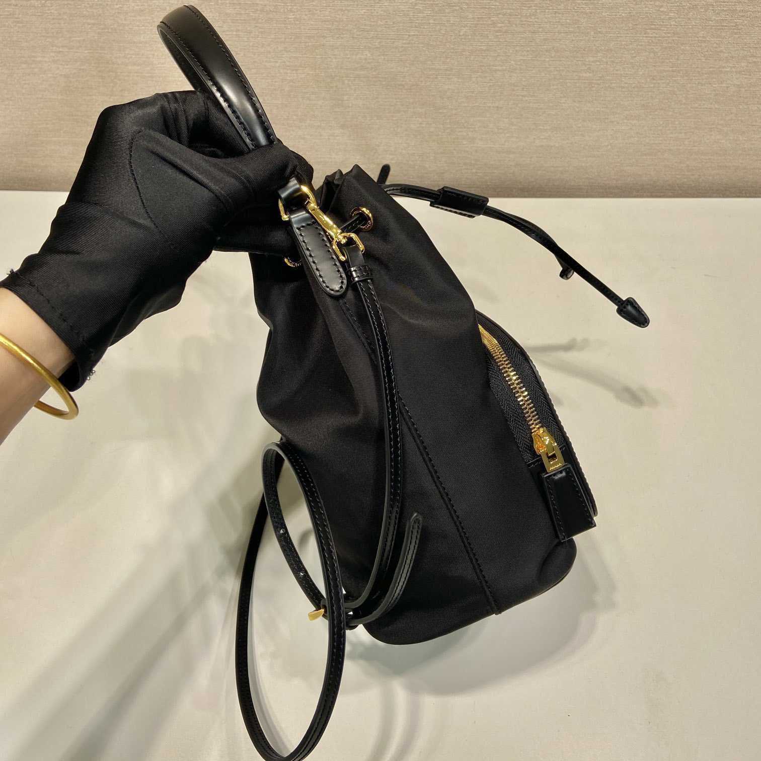 Prada Duet Re-Nylon And Brushed Bucket Bag - DesignerGu