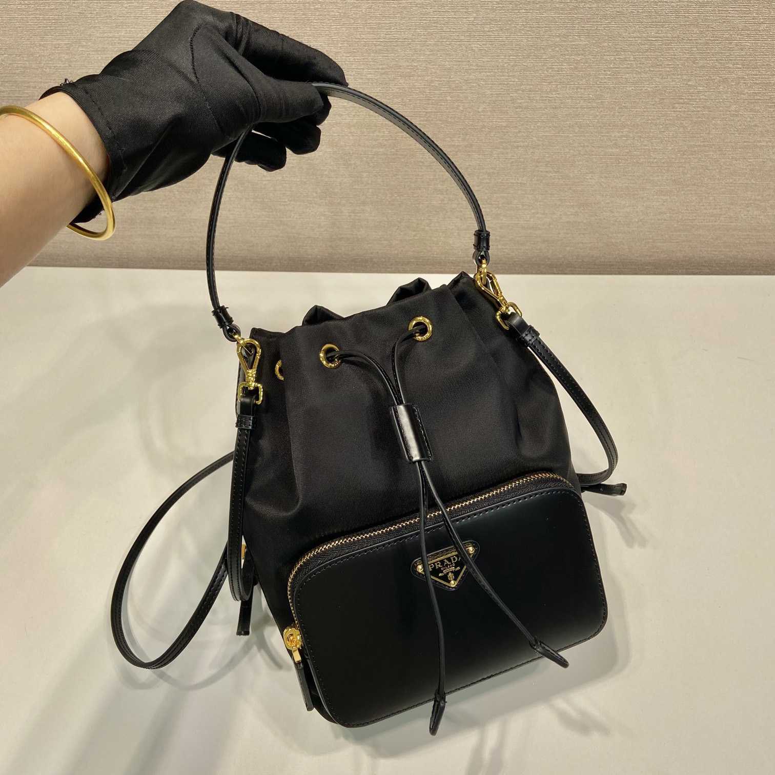 Prada Duet Re-Nylon And Brushed Bucket Bag - DesignerGu