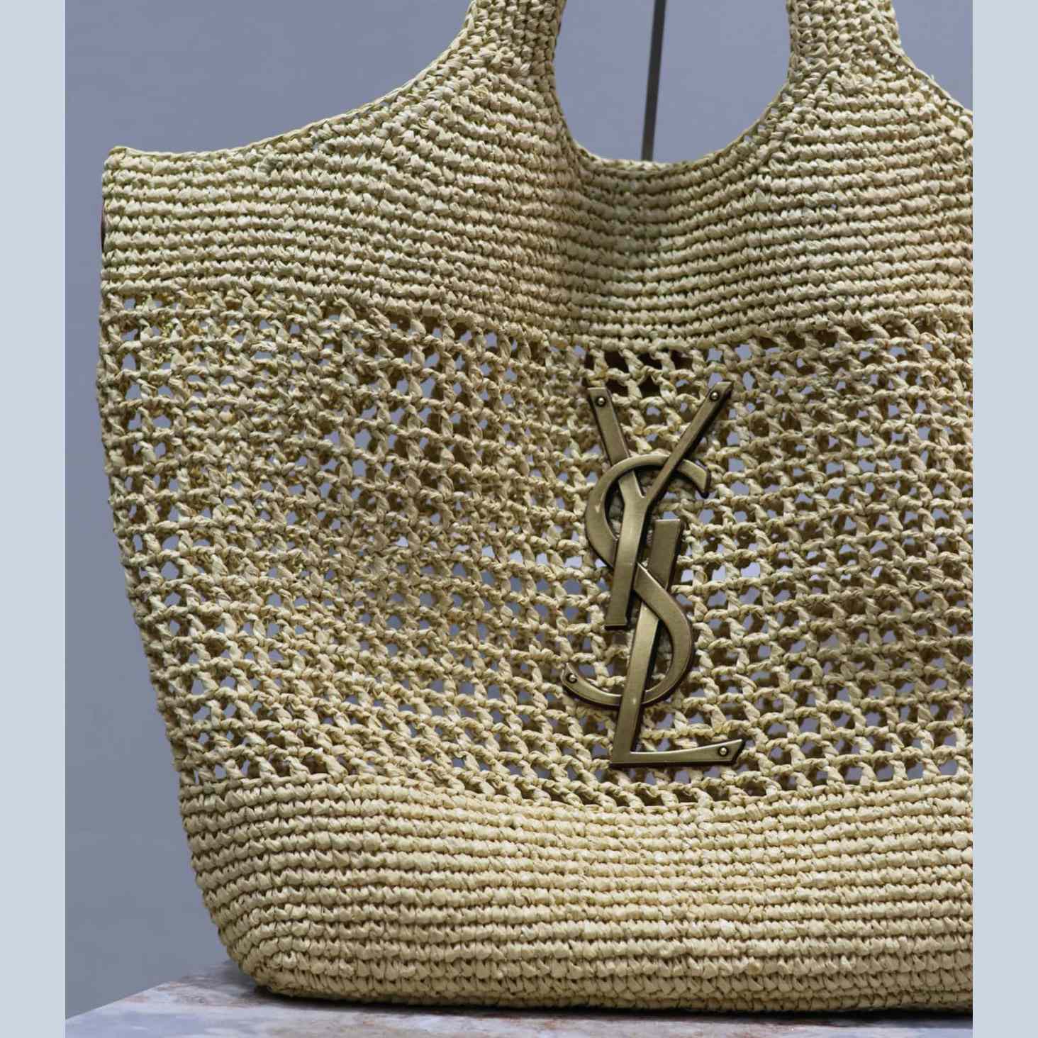 Saint Laurent YSL Icare Maxi Raffia Shopping Bag   47-61-8cm - DesignerGu