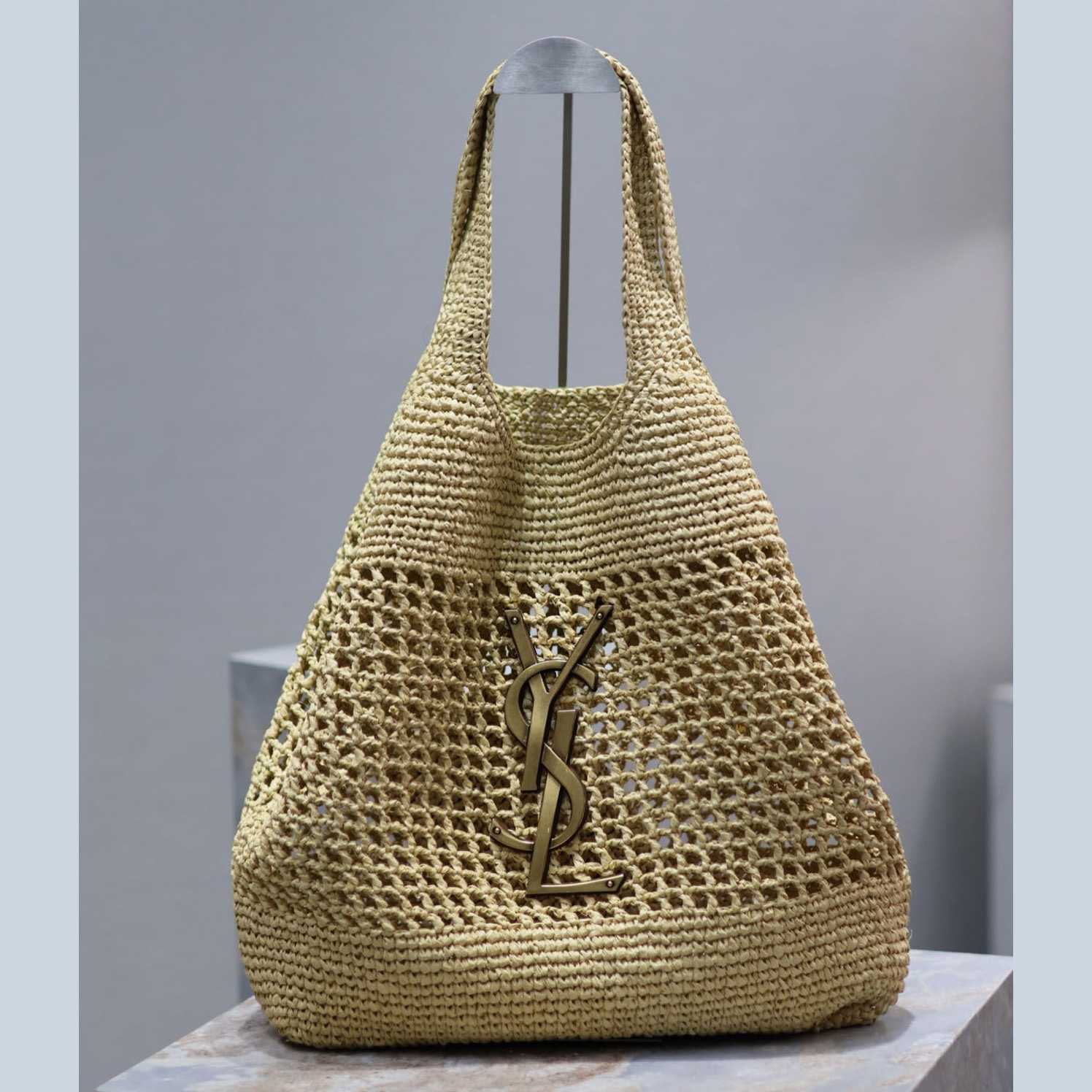 Saint Laurent YSL Icare Maxi Raffia Shopping Bag   47-61-8cm - DesignerGu