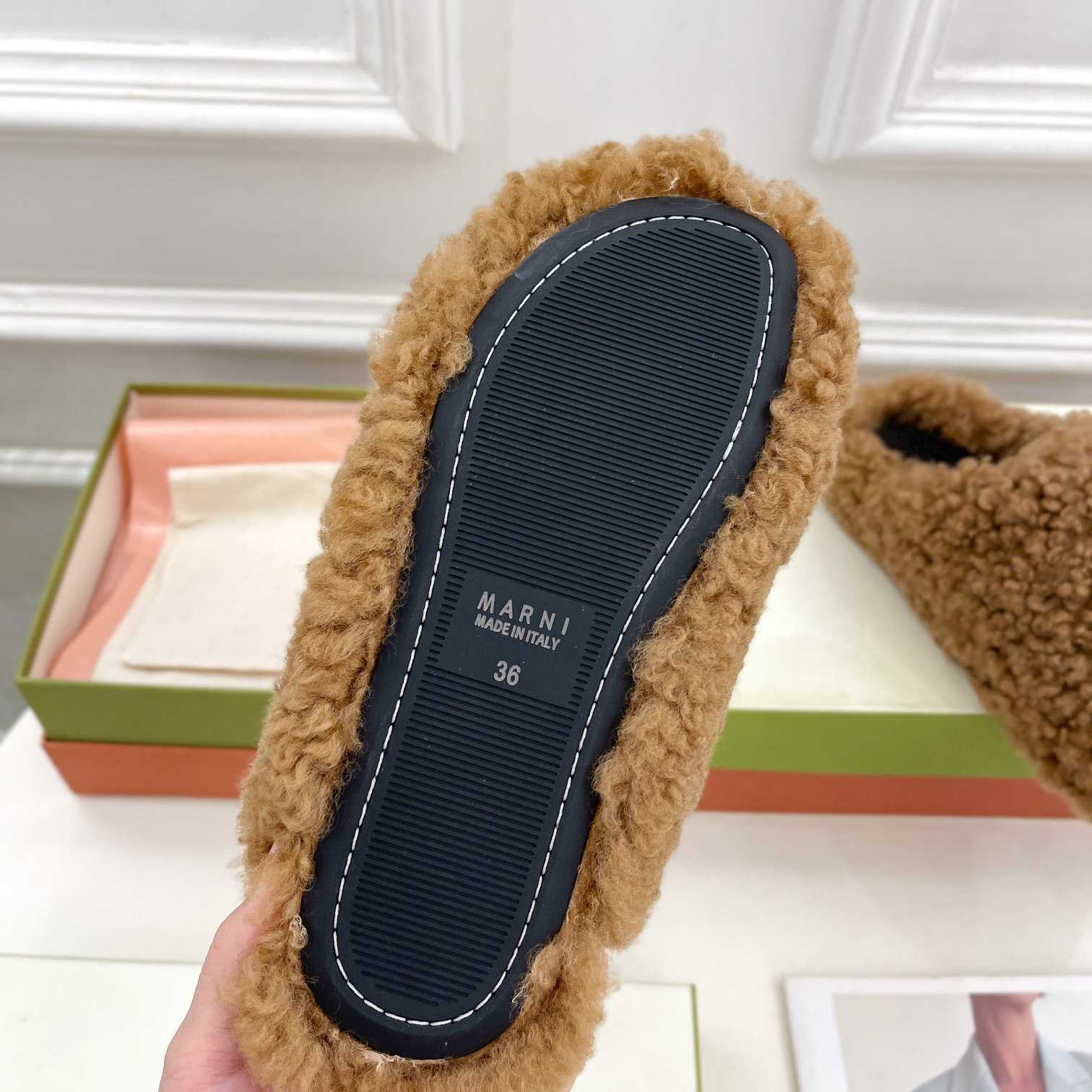 Marni Lamb Fur Mules - DesignerGu