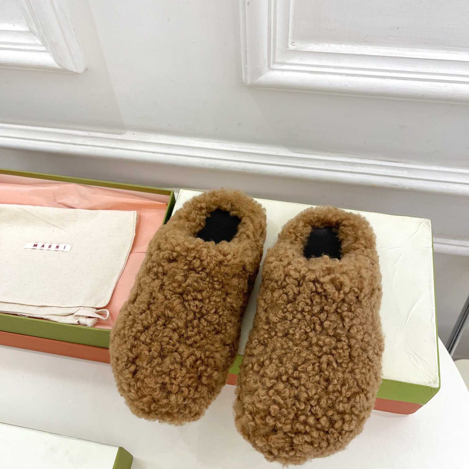 Marni Lamb Fur Mules - DesignerGu