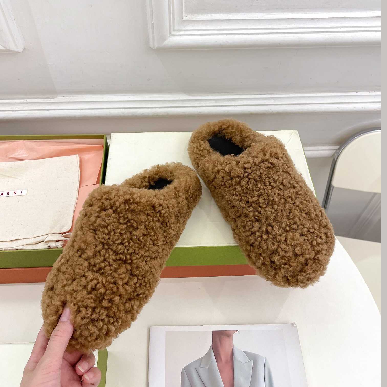 Marni Lamb Fur Mules - DesignerGu