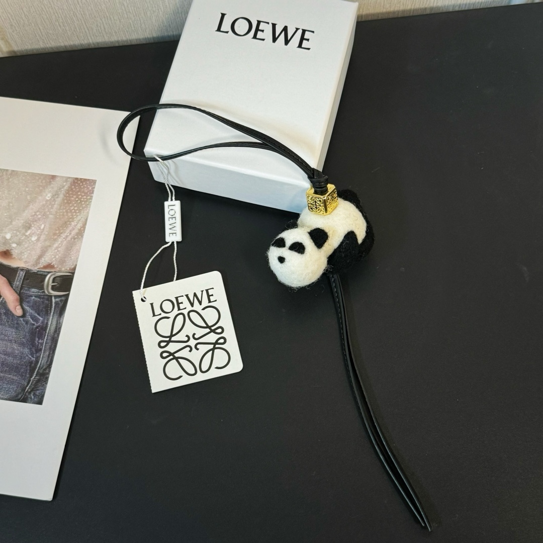 Loewe Panda Charm In Felt And Calfskin - DesignerGu