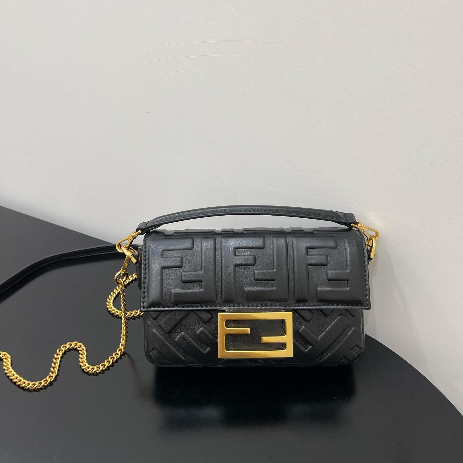 Fendi Baguette Black Leather Bag - DesignerGu