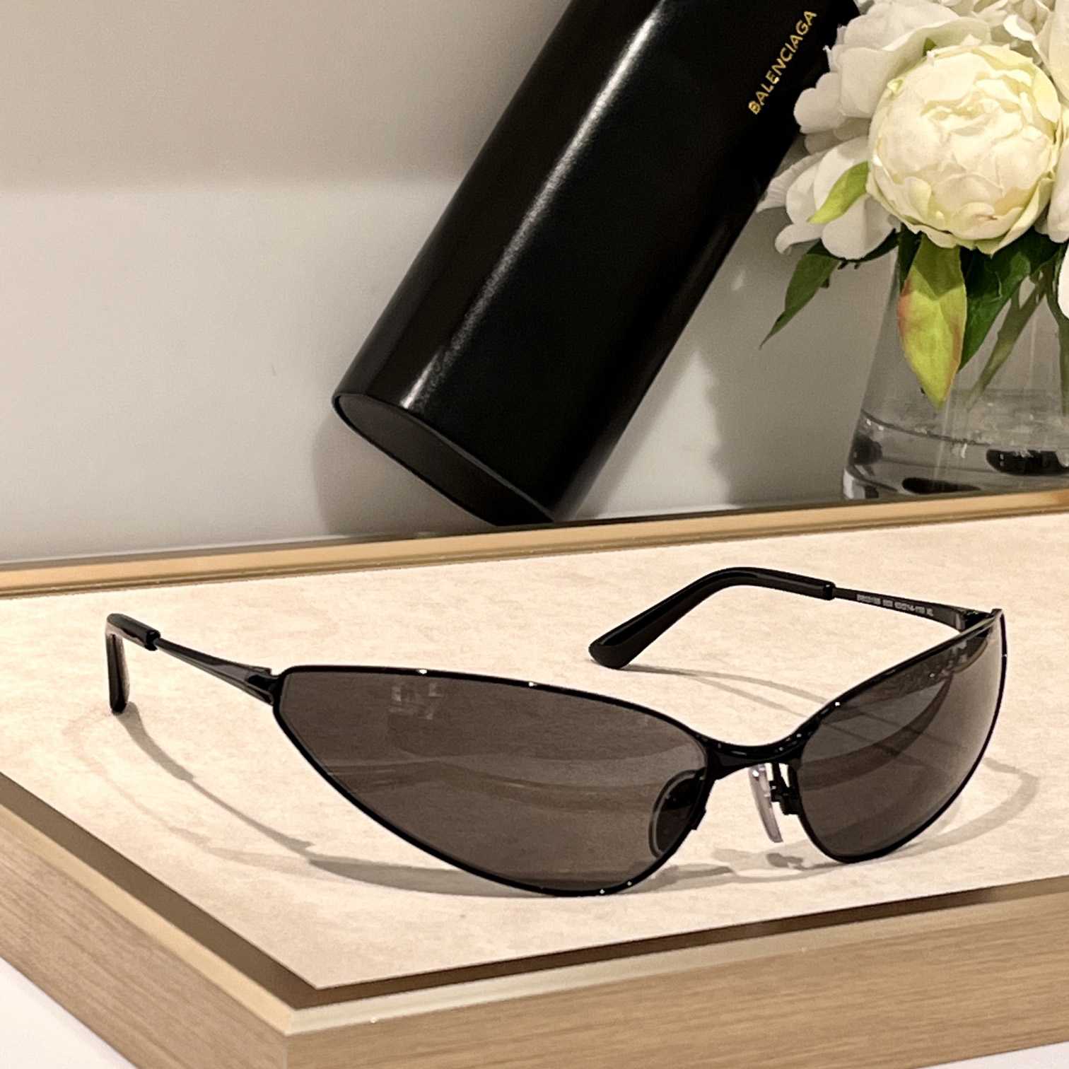 Balenciaga Razor Cat Sunglasses In Black - DesignerGu