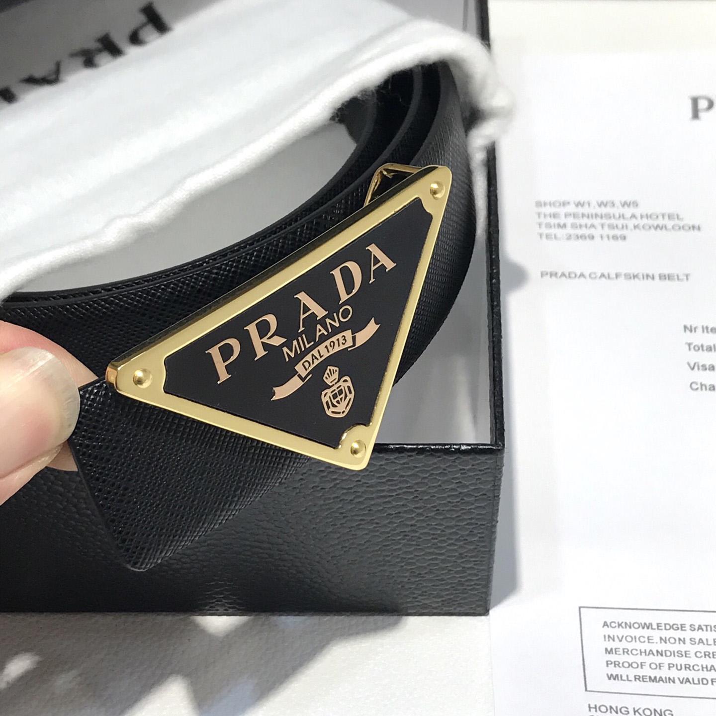 Prada Reversible Saffiano Leather Belt Strap - DesignerGu