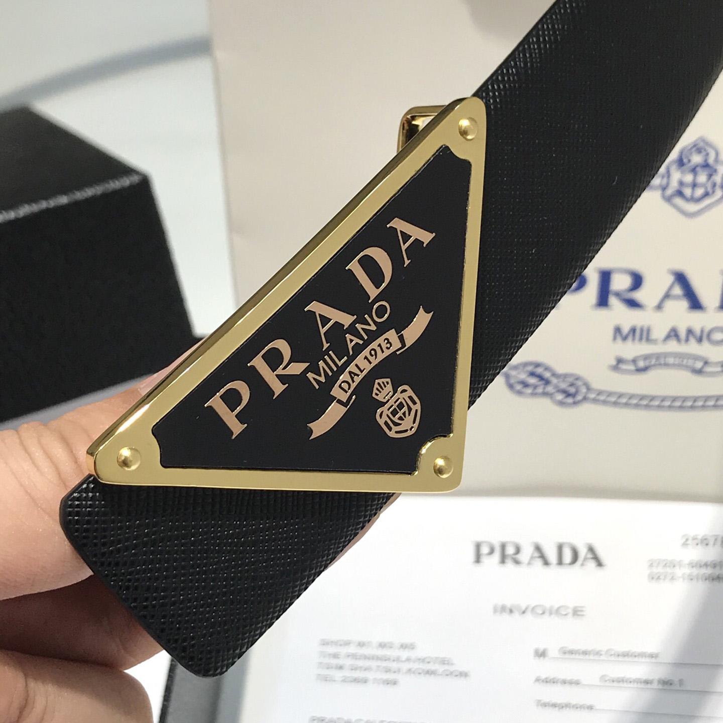 Prada Reversible Saffiano Leather Belt Strap - DesignerGu