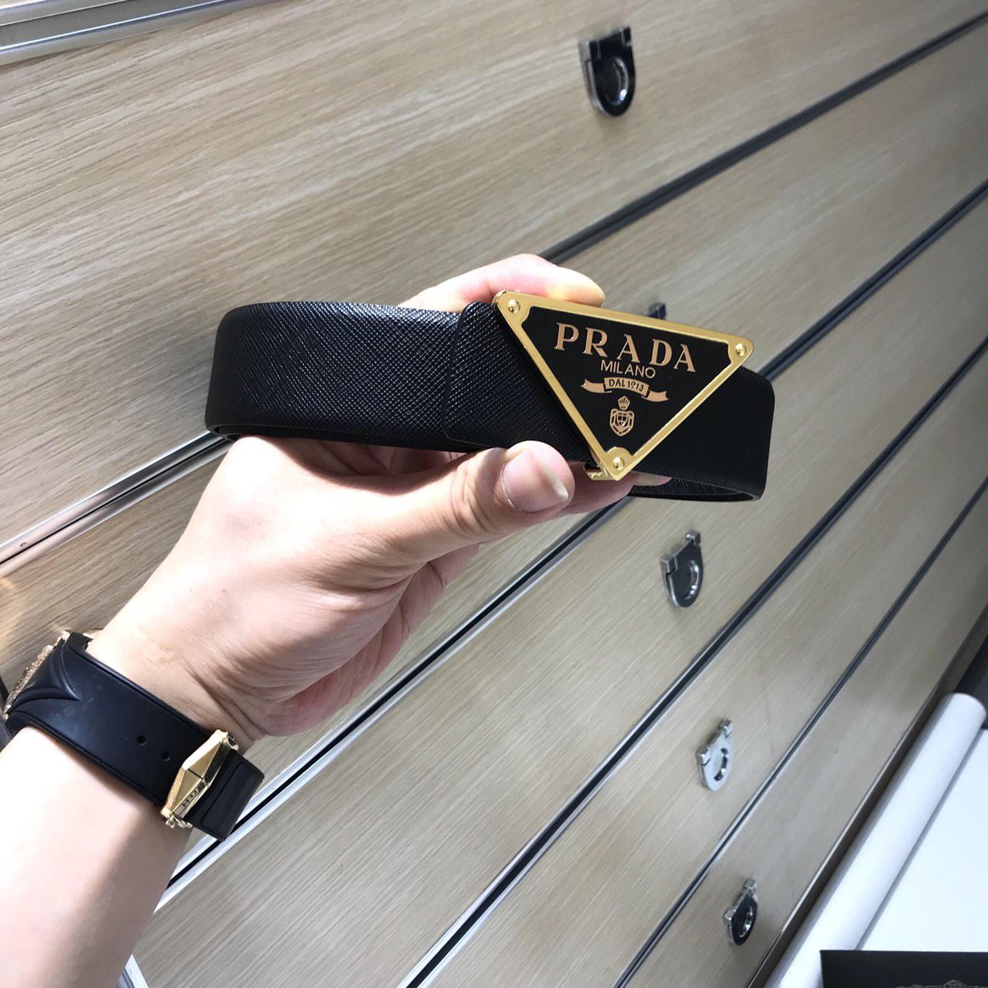 Prada Reversible Saffiano Leather Belt Strap - DesignerGu