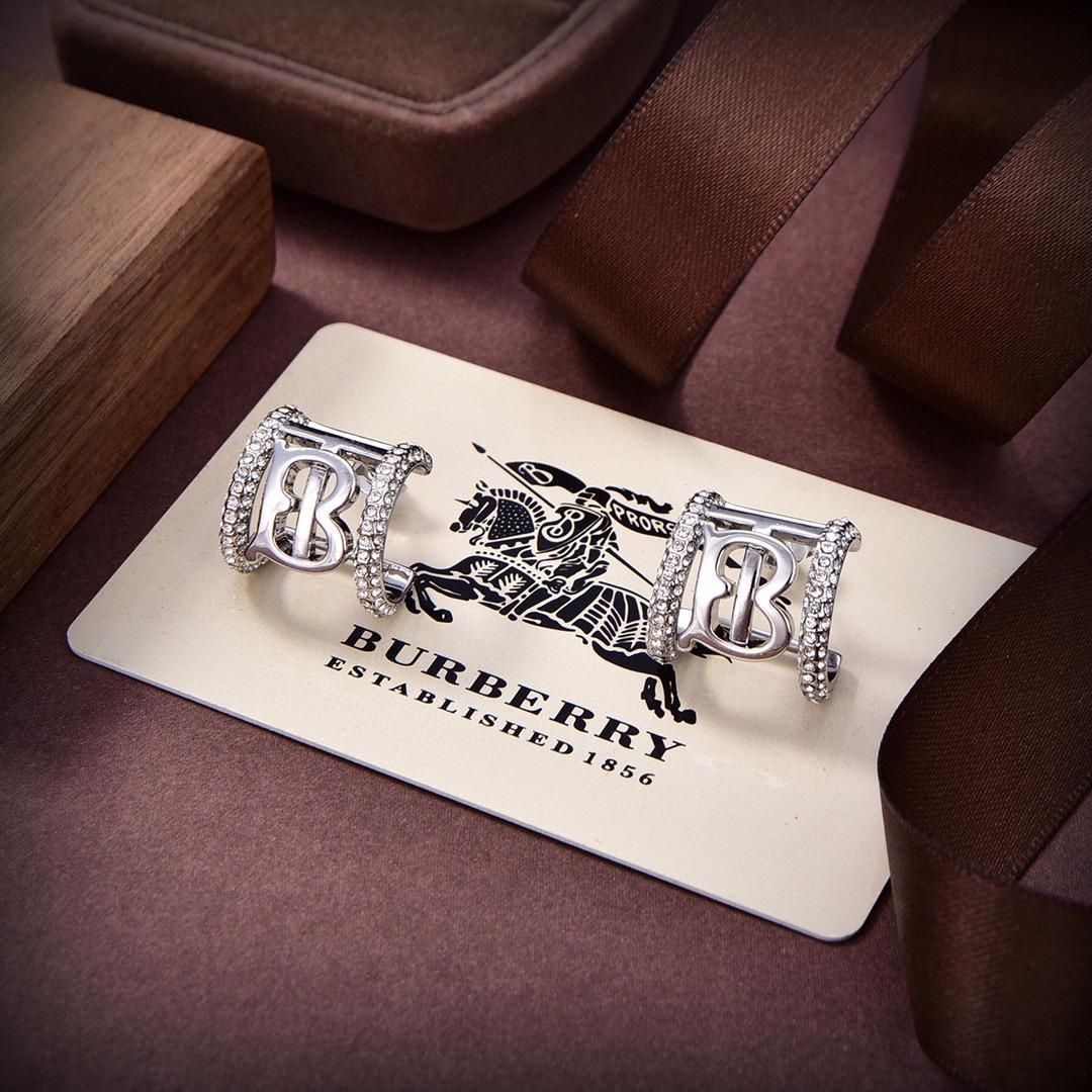 Burberry Logo Crystal Embellished Earrings - DesignerGu