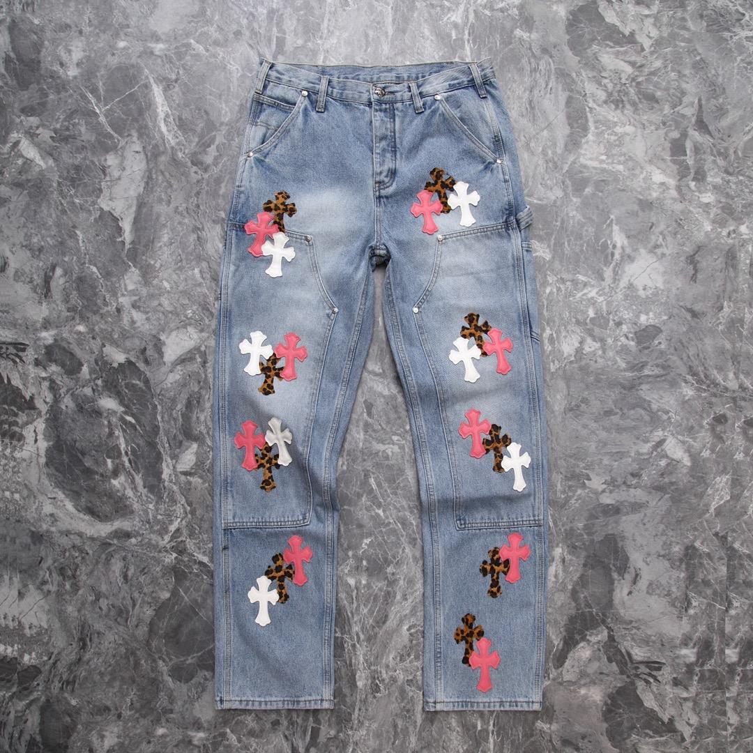 Chrome Heart Cross Patch Denim Jeans - DesignerGu