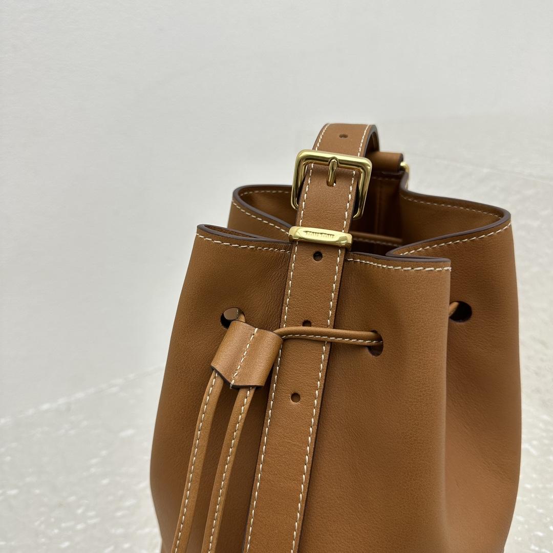 Miu Miu Leather Bucket Bag - DesignerGu