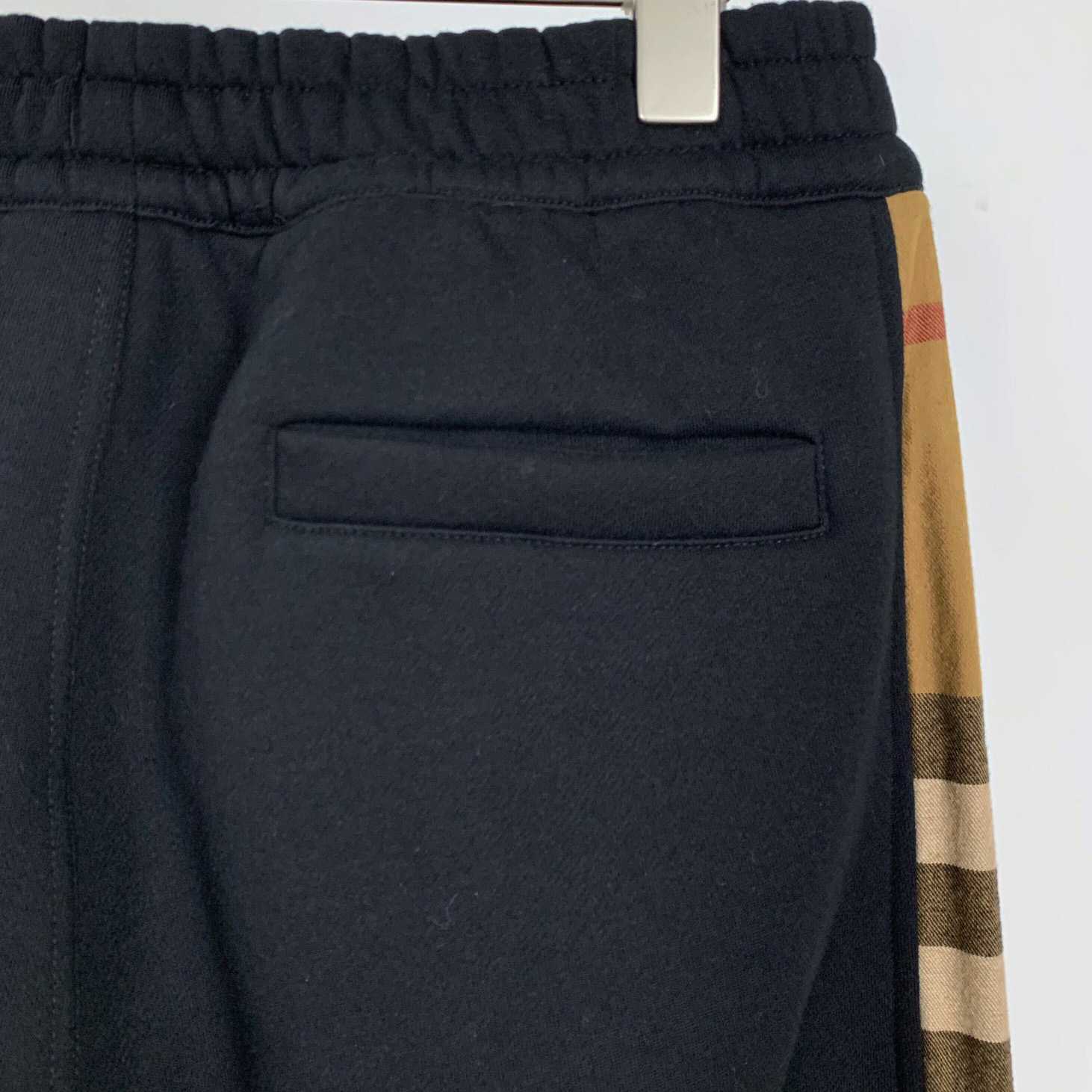 Burberry Check Panel Jogging Trousers In Grey - DesignerGu