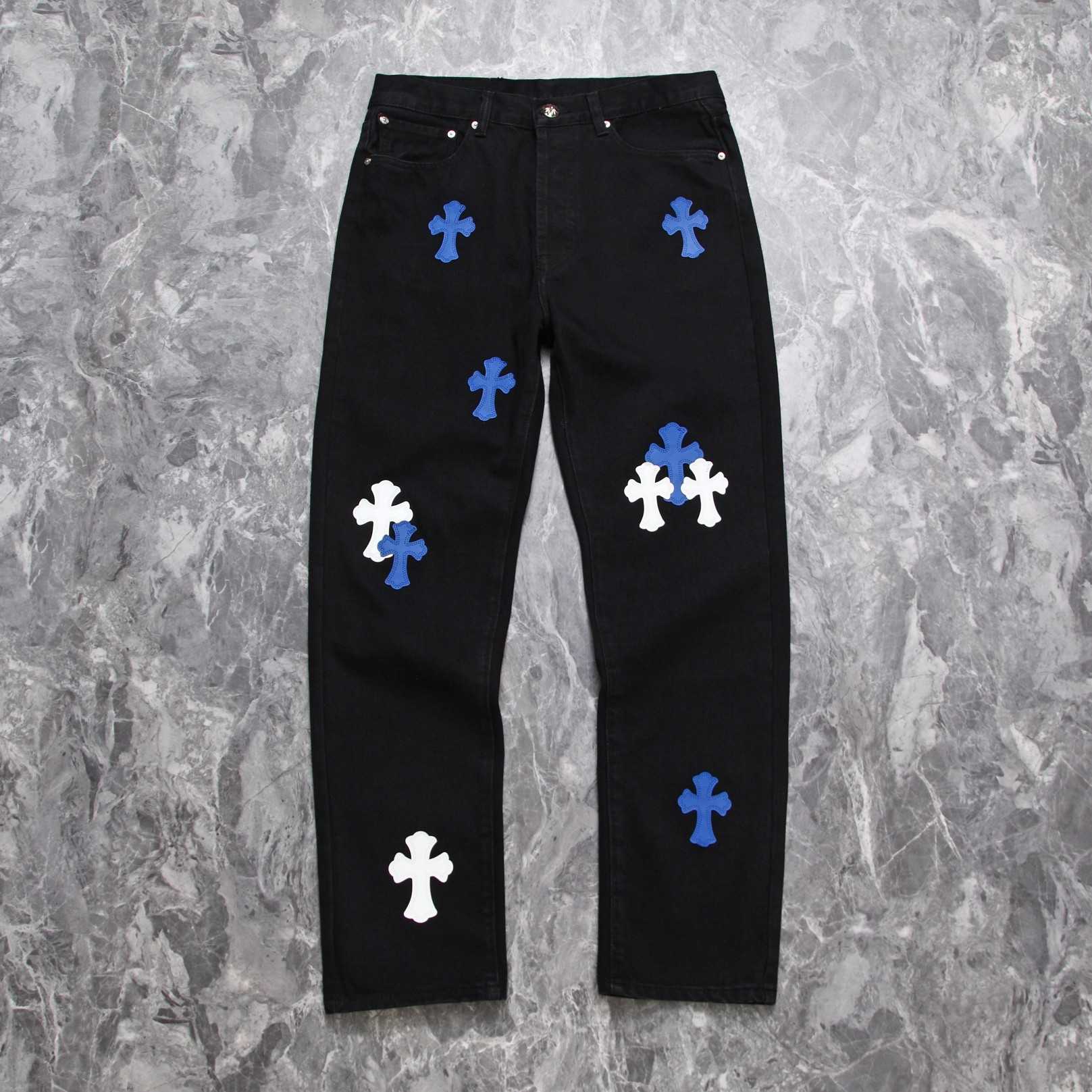 Chrome Heart Cross Patch Denim Jeans - DesignerGu