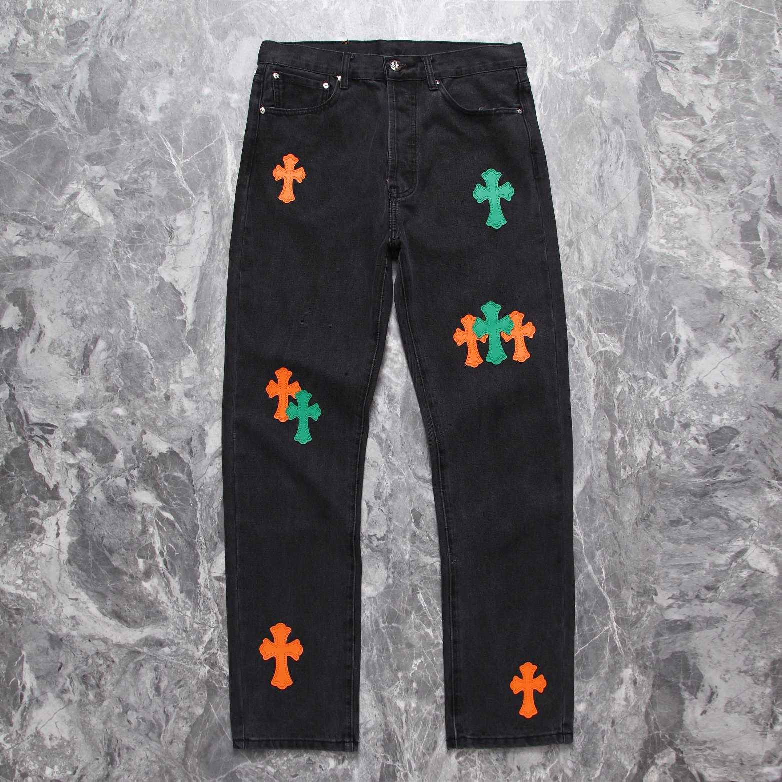 Chrome Heart Cross Patch Denim Jeans - DesignerGu