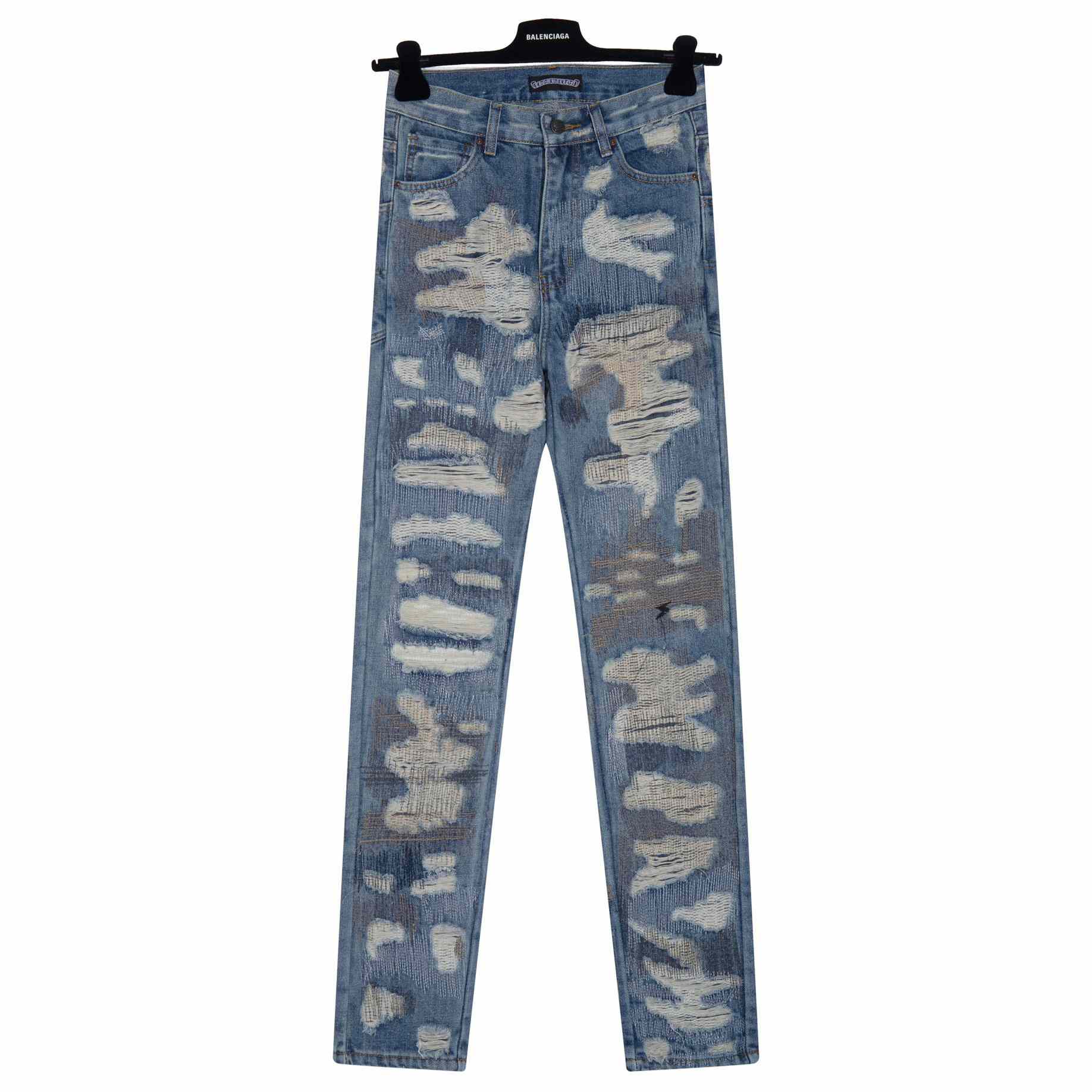 Chrome Heart Distressed Denim jean - DesignerGu