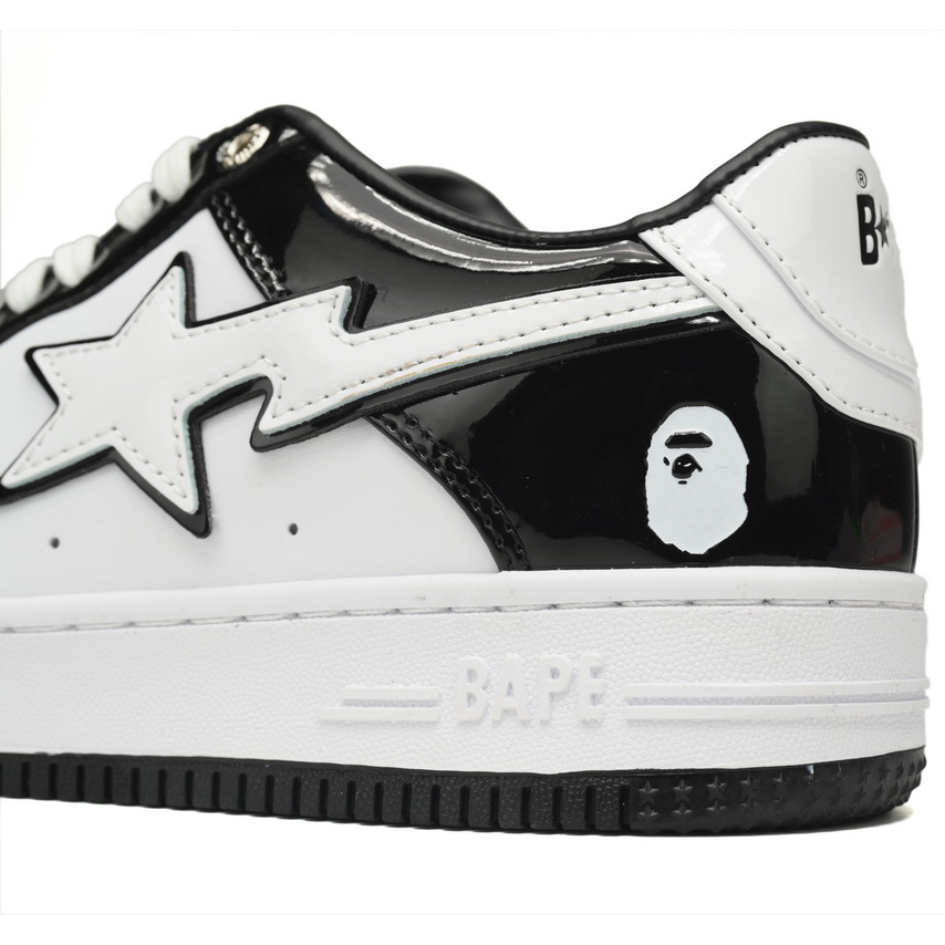 A Bathing Ape Bape Sta Low Black White Sneaker   1H70-191-001  - DesignerGu