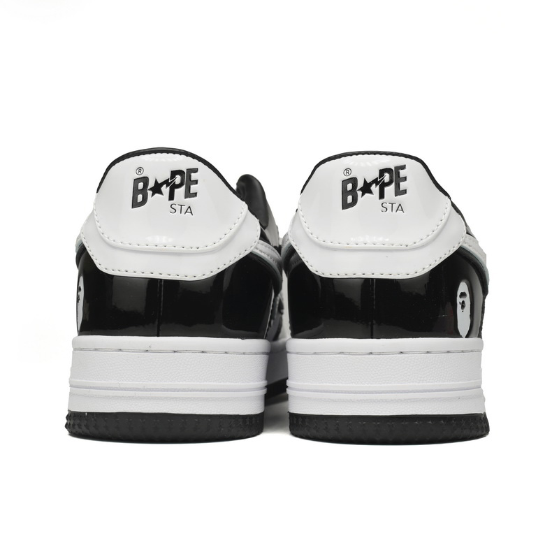 A Bathing Ape Bape Sta Low Black White Sneaker   1H70-191-001  - DesignerGu