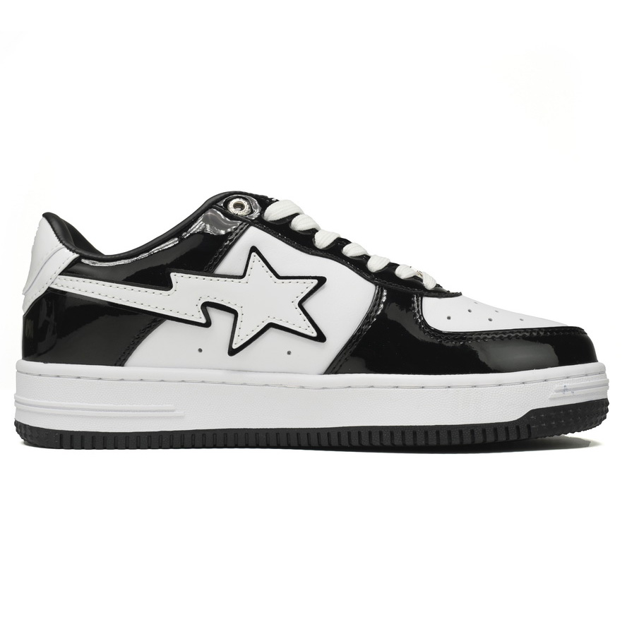 A Bathing Ape Bape Sta Low Black White Sneaker   1H70-191-001  - DesignerGu