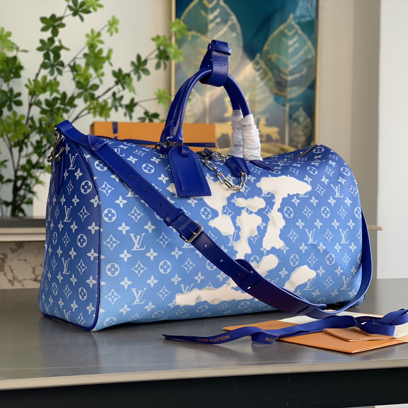 Louis Vuitton Keepall Bandouliere Clouds Monogram 50 Blue - DesignerGu