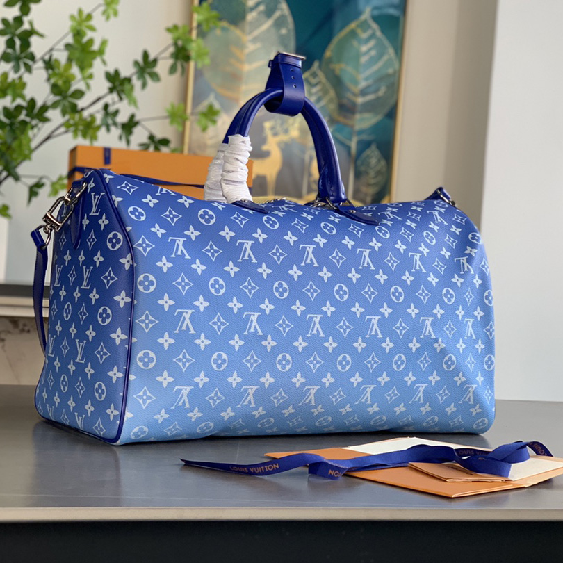 Louis Vuitton Keepall Bandouliere Clouds Monogram 50 Blue - DesignerGu