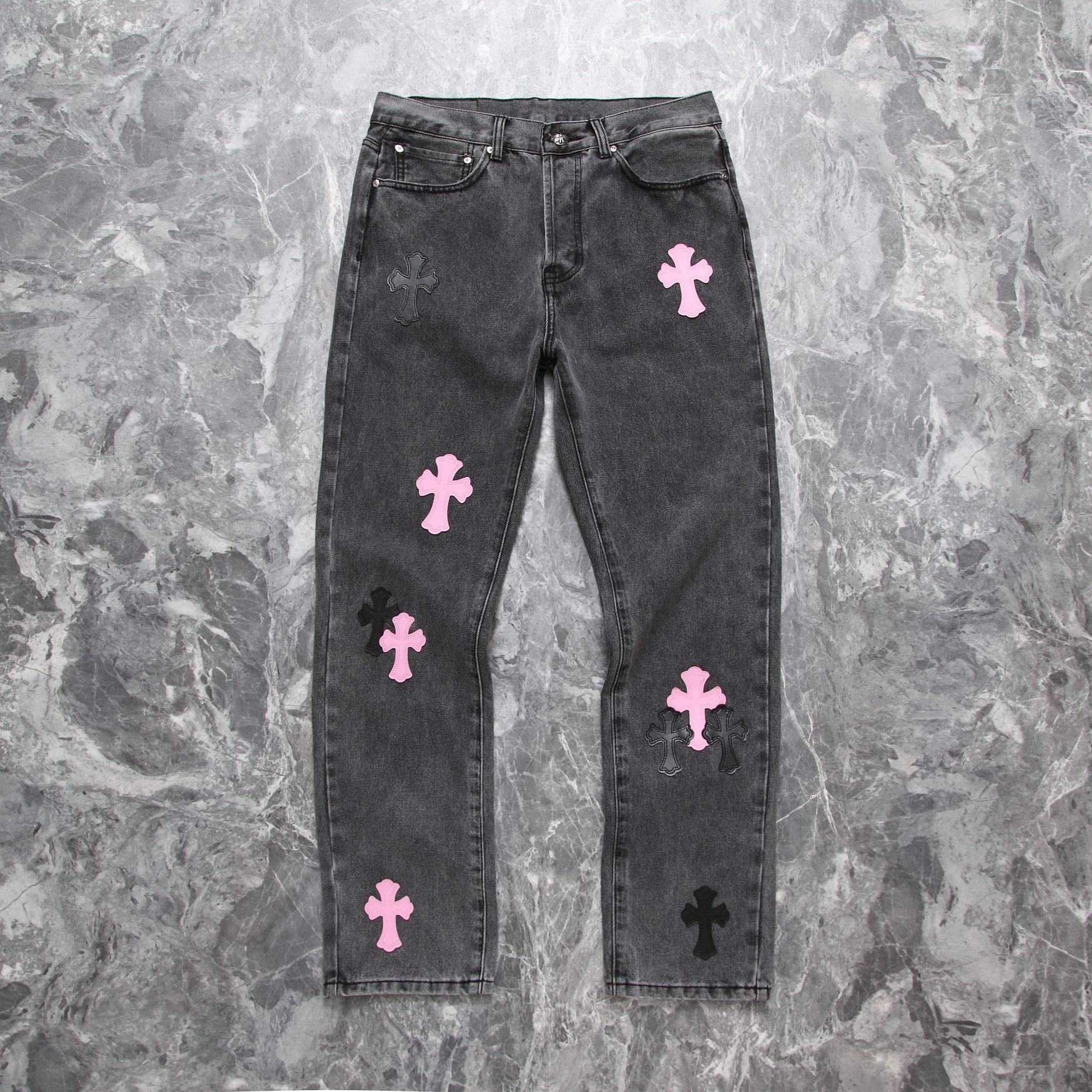 Chrome Heart Cross Patch Denim Jeans - DesignerGu