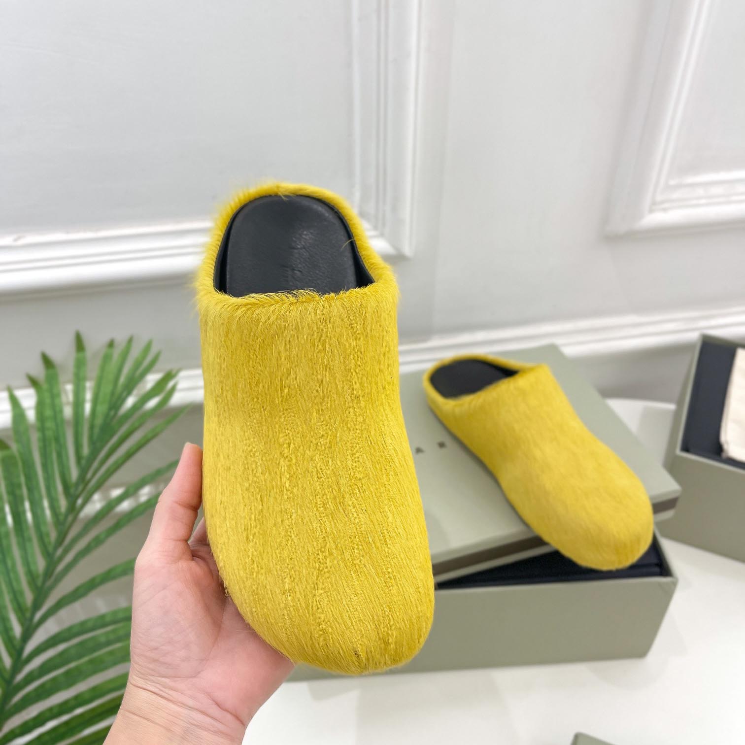 Marni Yellow Long Hair Calfskin Fussbett Sabot - DesignerGu