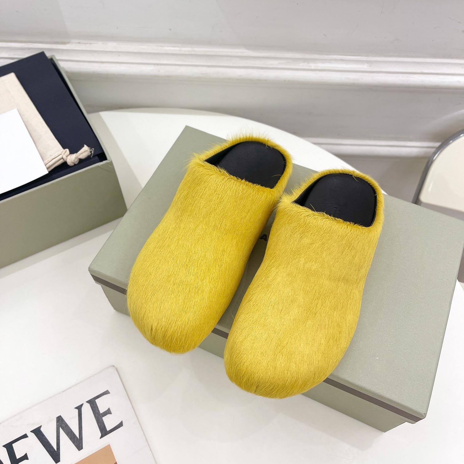 Marni Yellow Long Hair Calfskin Fussbett Sabot - DesignerGu