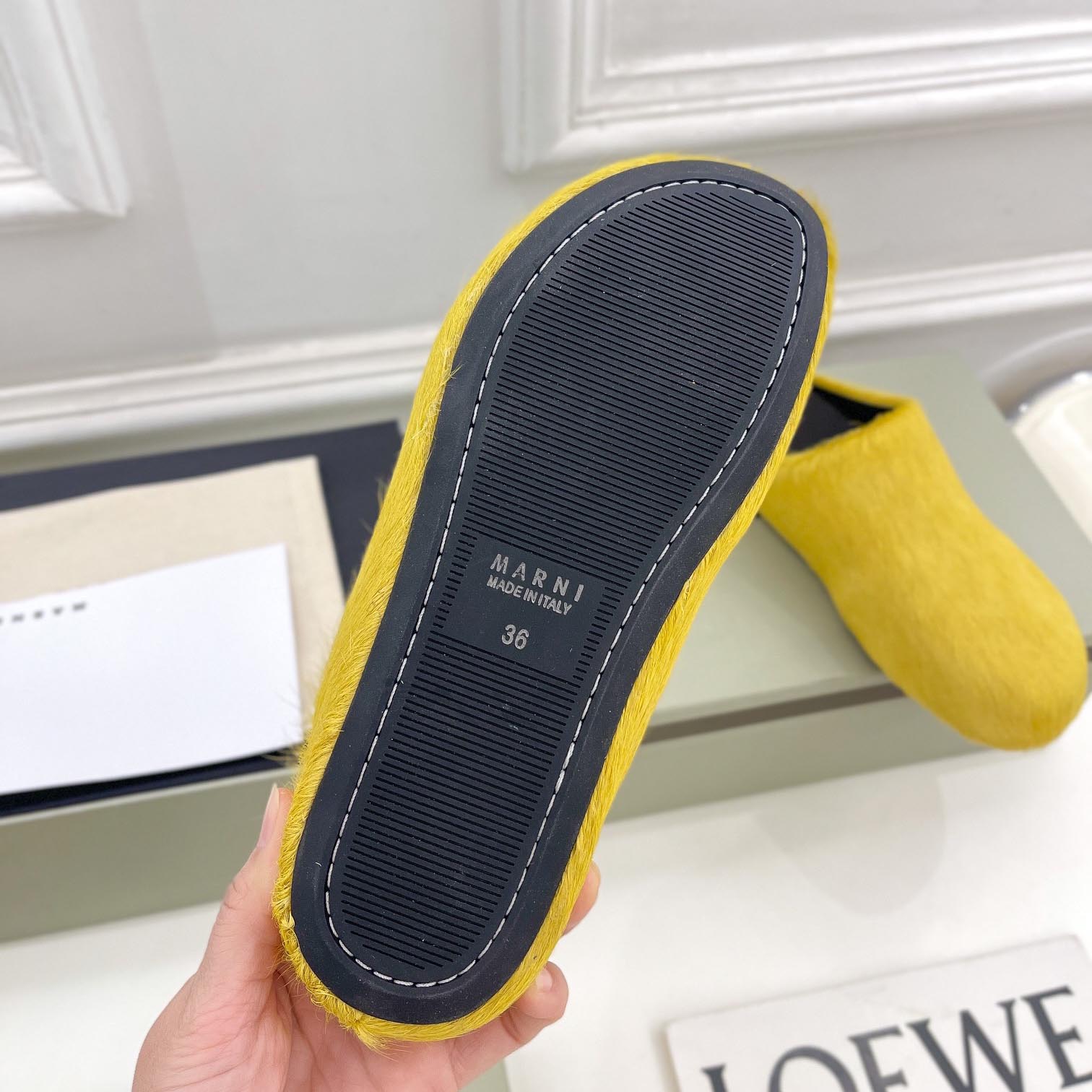 Marni Yellow Long Hair Calfskin Fussbett Sabot - DesignerGu