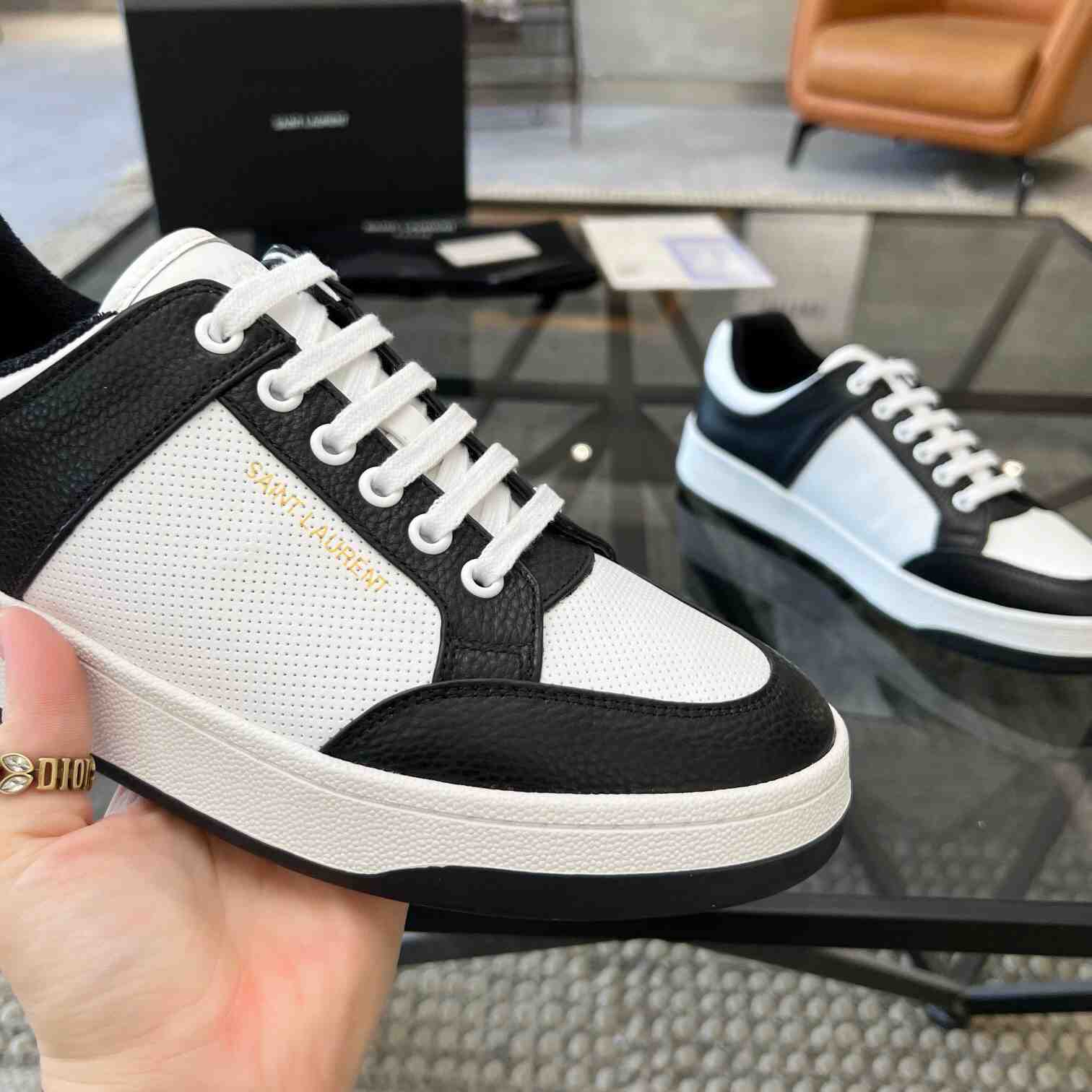 Saint Laurent SL/61 Low-top Sneakers In Perforated Leather - DesignerGu