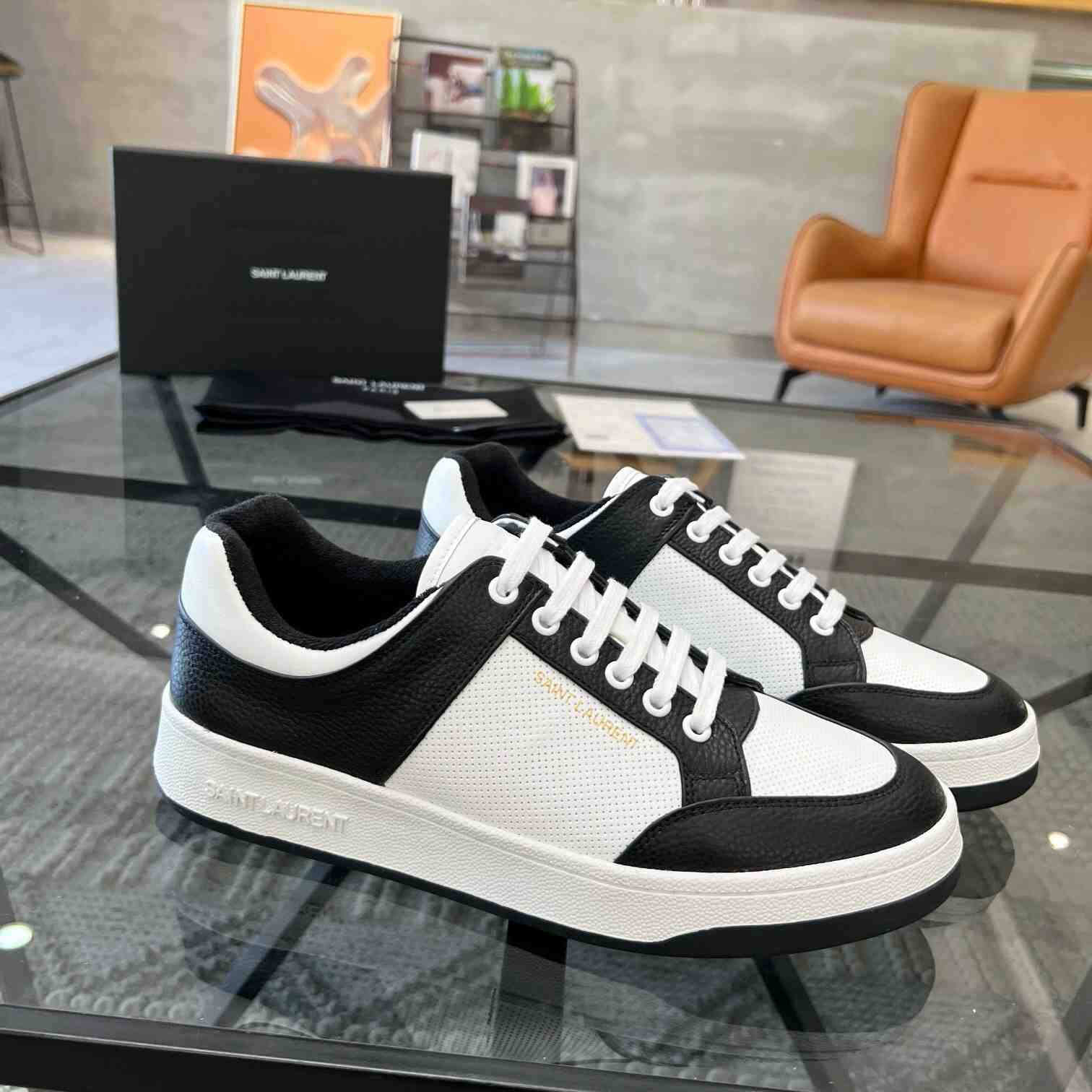 Saint Laurent SL/61 Low-top Sneakers In Perforated Leather - DesignerGu