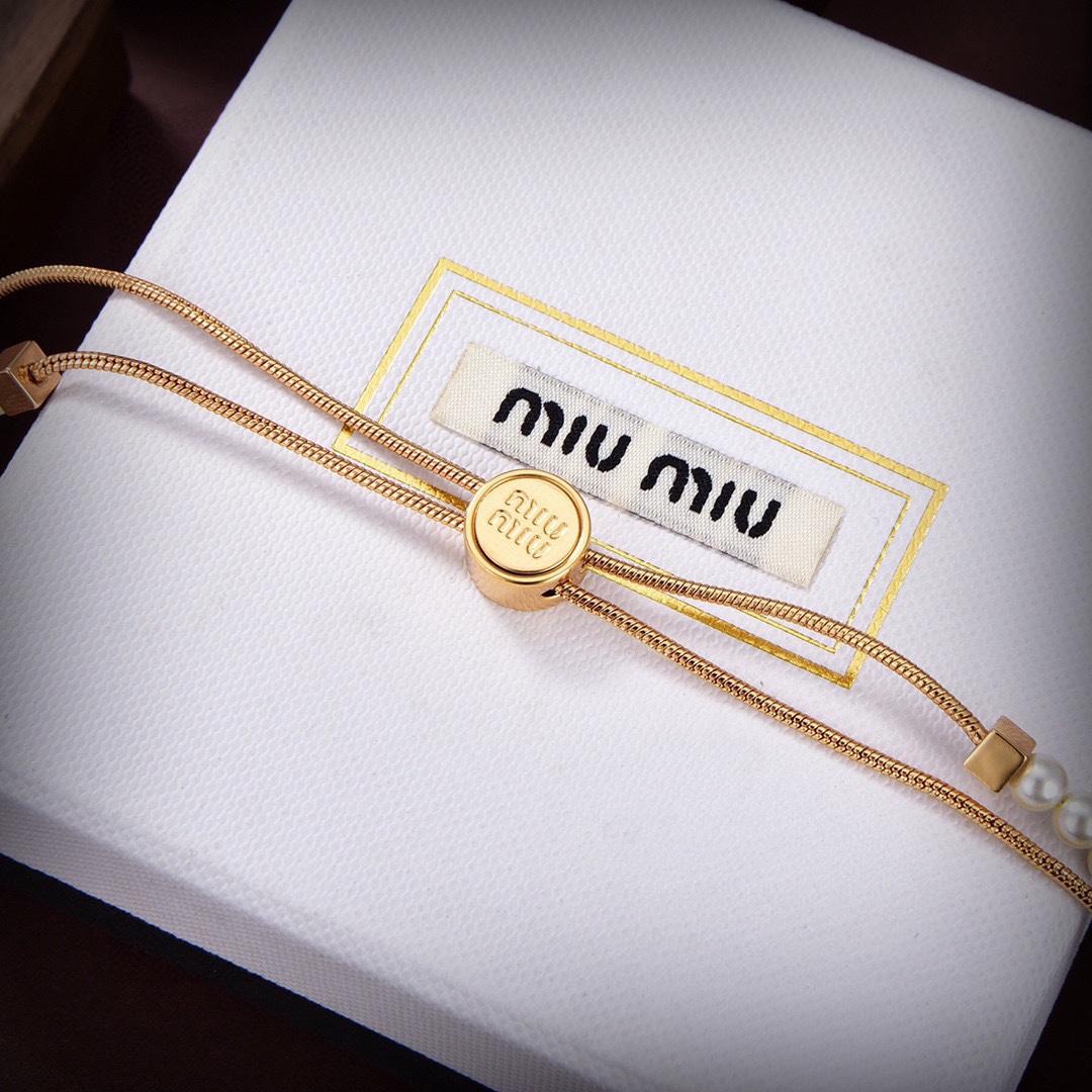 Miu Miu Logo-charm Beaded Choker Necklace - DesignerGu