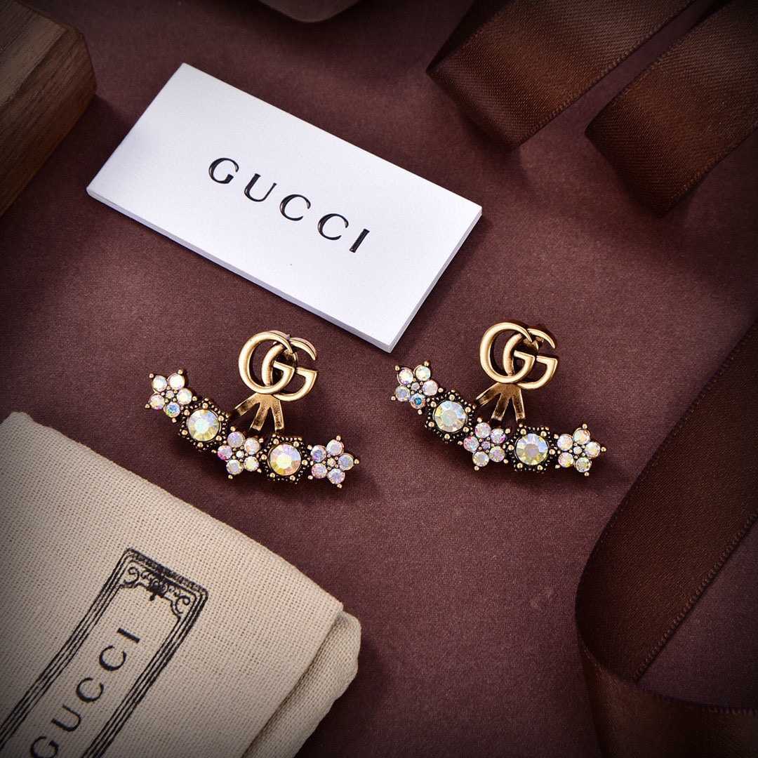 Gucci Crystal Double G Single Earring - DesignerGu