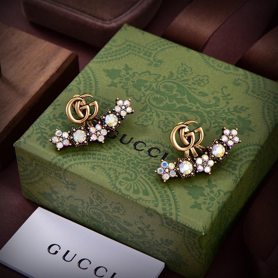 Gucci Crystal Double G Single Earring - DesignerGu