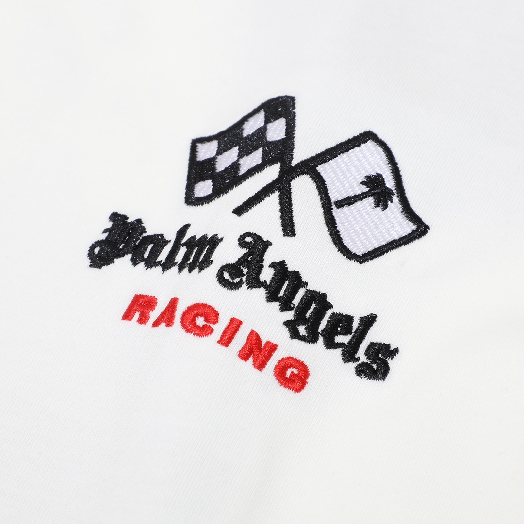  Palm Angels T-Shirt Racing Helmet White - DesignerGu