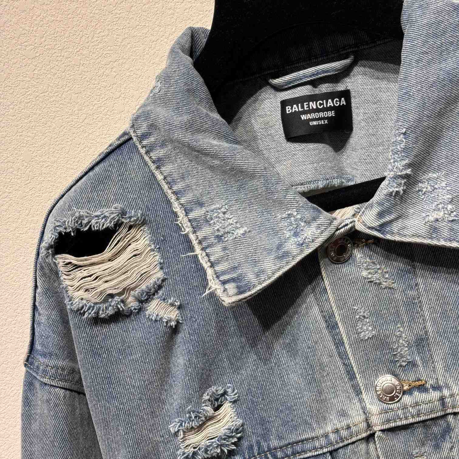 Balenciaga Super Destroyed Baggy Denim Jacket  - DesignerGu