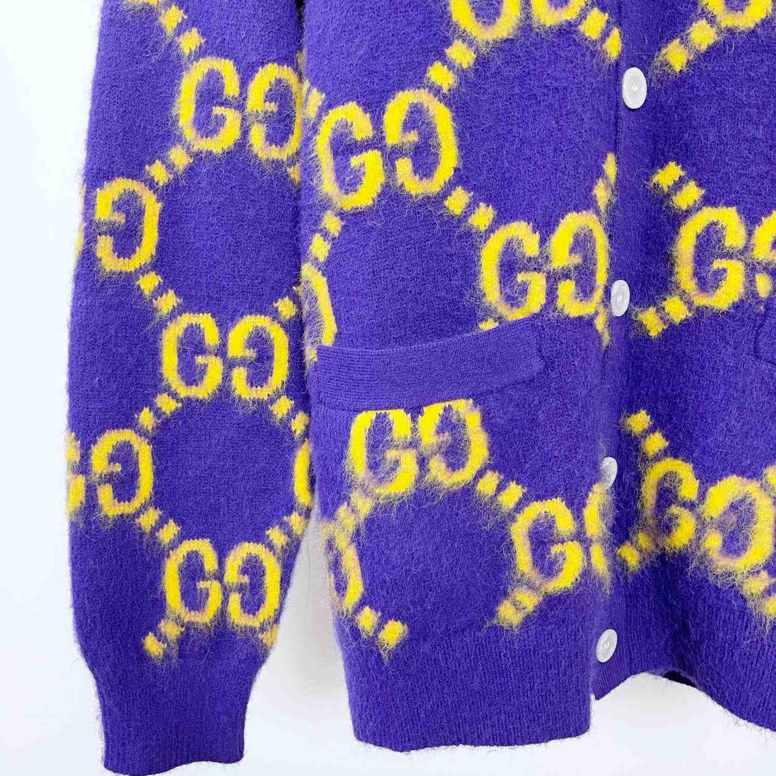 Gucci Wool Cardigan With GG Intarsia - DesignerGu