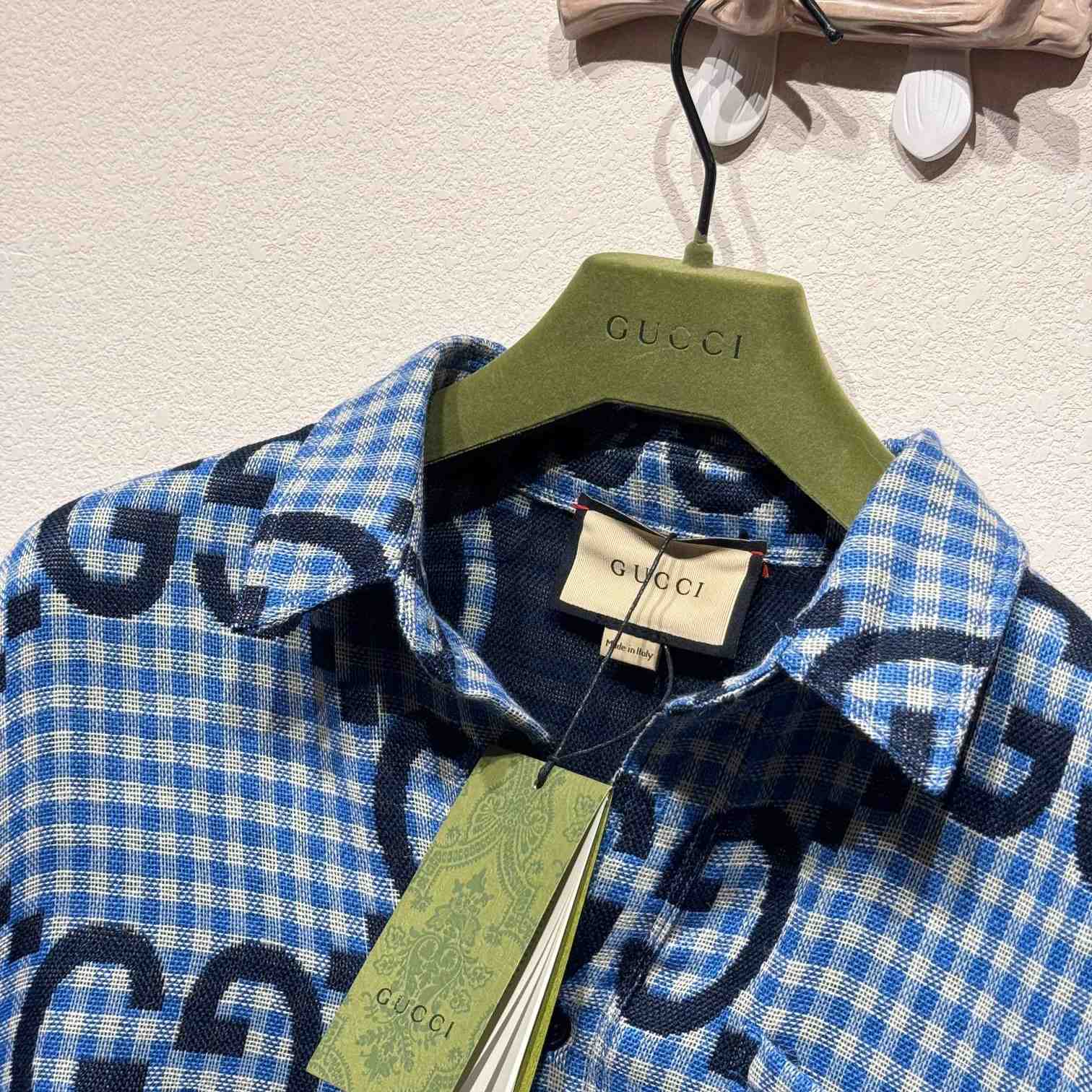 Gucci Jumbo GG Checked Wool Shirt - DesignerGu