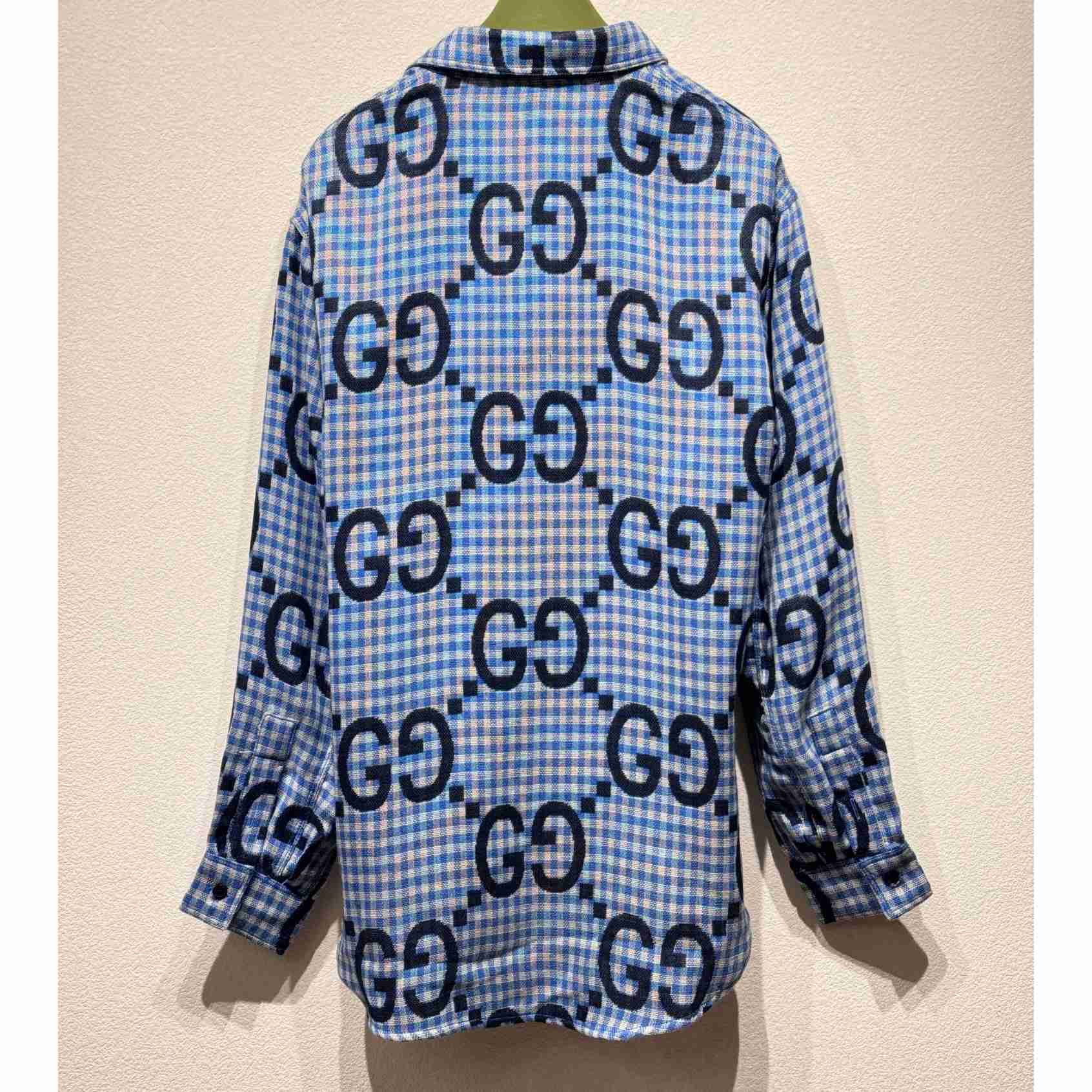 Gucci Jumbo GG Checked Wool Shirt - DesignerGu