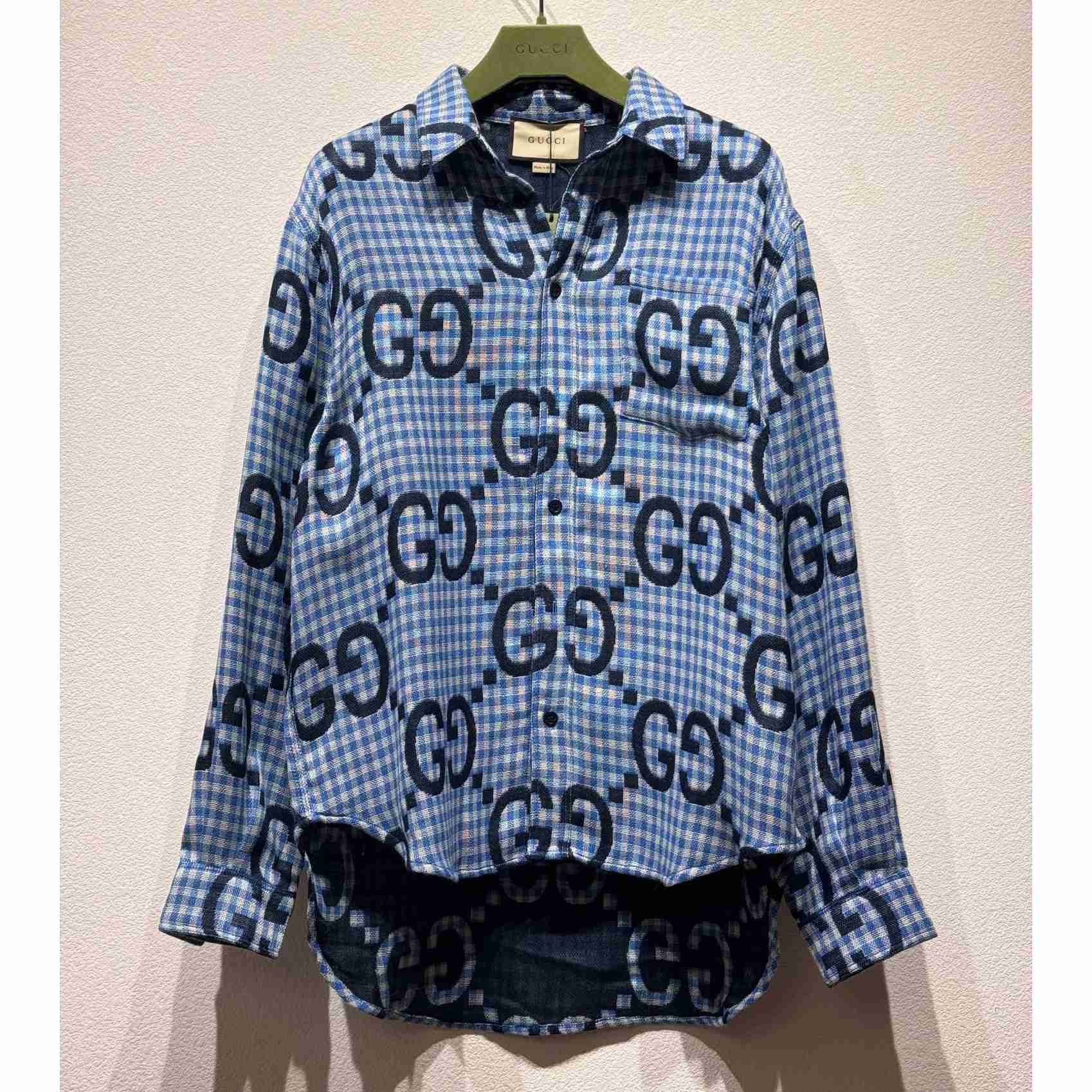 Gucci Jumbo GG Checked Wool Shirt - DesignerGu