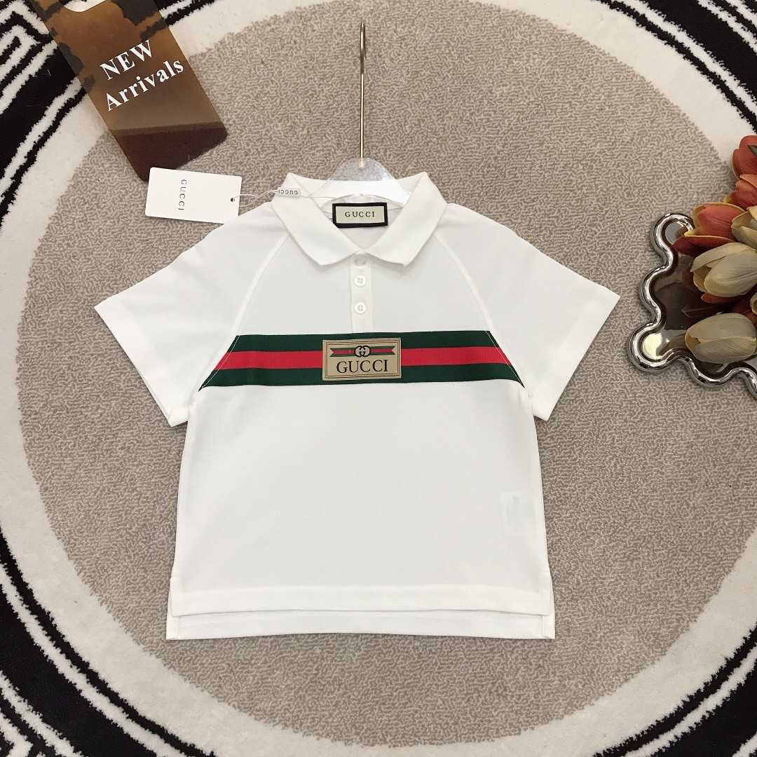 Gucci Baby Cotton Polo T-shirt With Web - DesignerGu