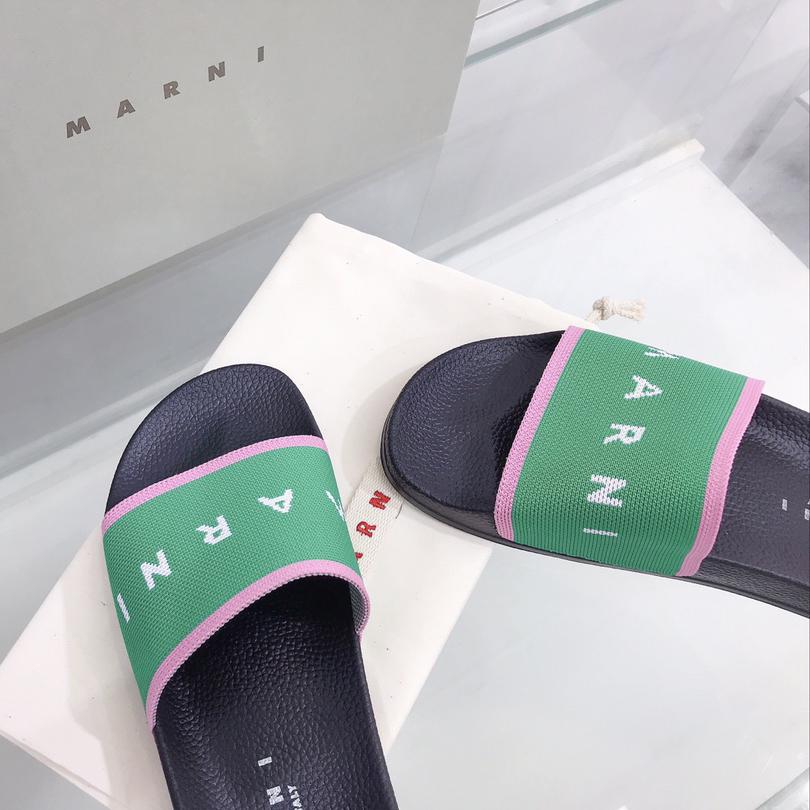 Marni Intarsia-knit Flat Slides - DesignerGu