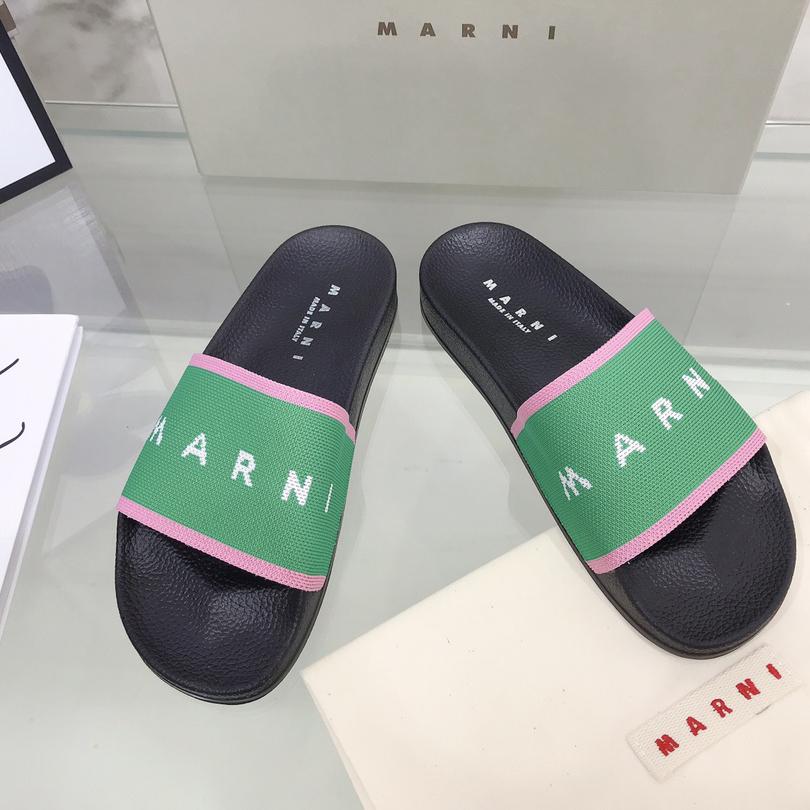 Marni Intarsia-knit Flat Slides - DesignerGu