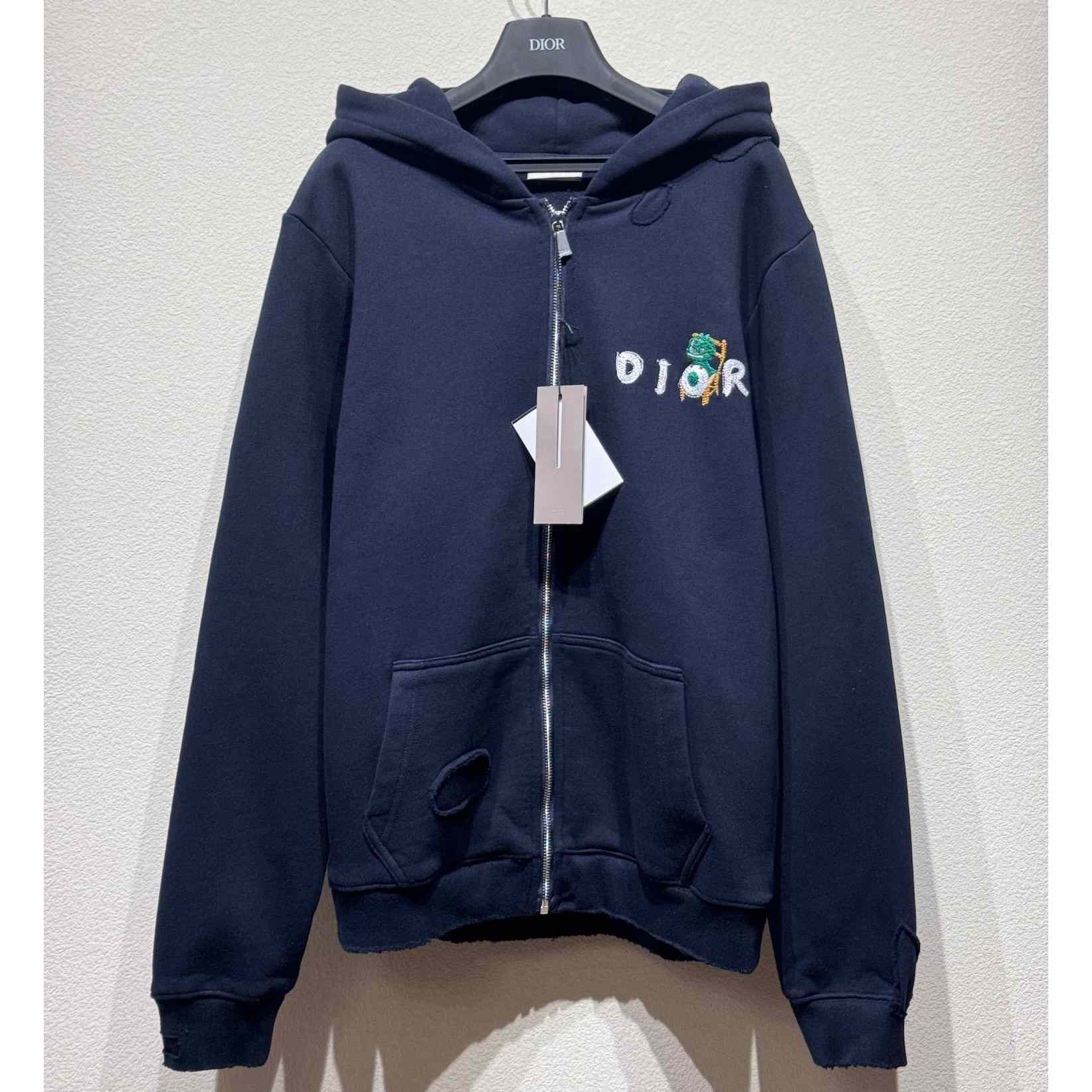 Dior And Otani Workshop Zipped Hooded Sweatshirt - DesignerGu