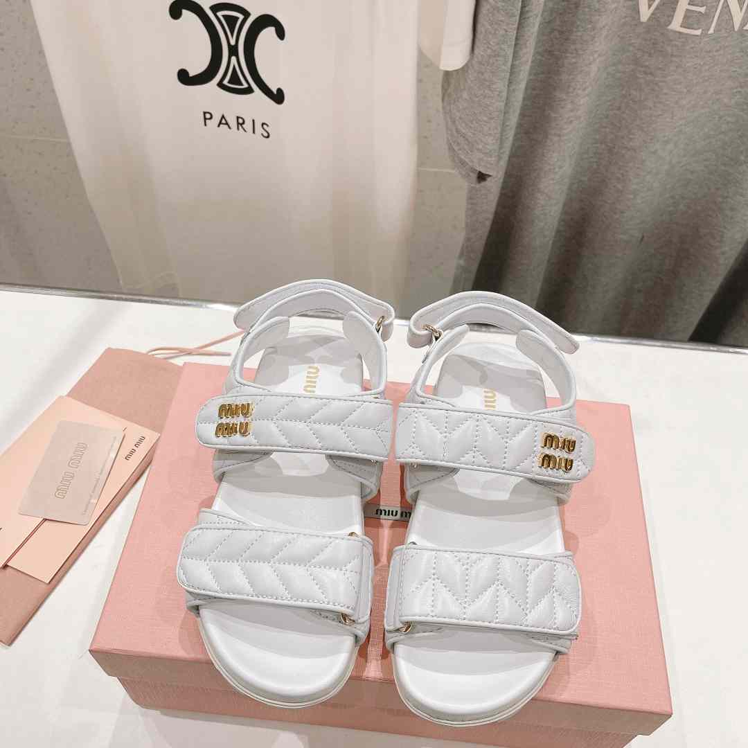 Miu Miu Sporty Matelassé Nappa Leather Sandals - DesignerGu